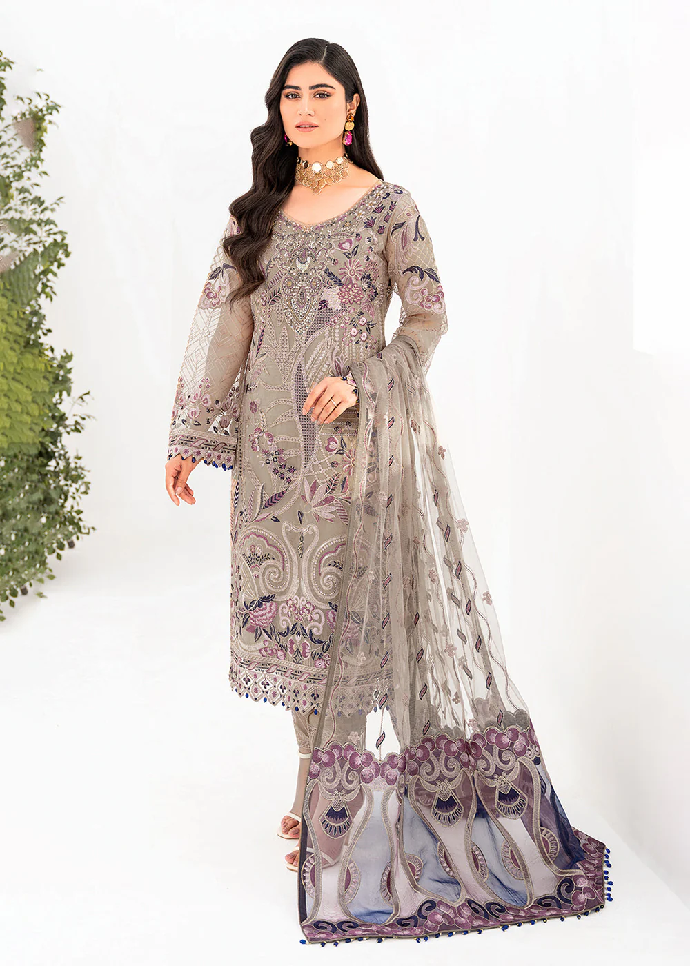 Beige Organza Suit - Ramsha Minhal Collection Vol 8 - #M-809 - Image 3