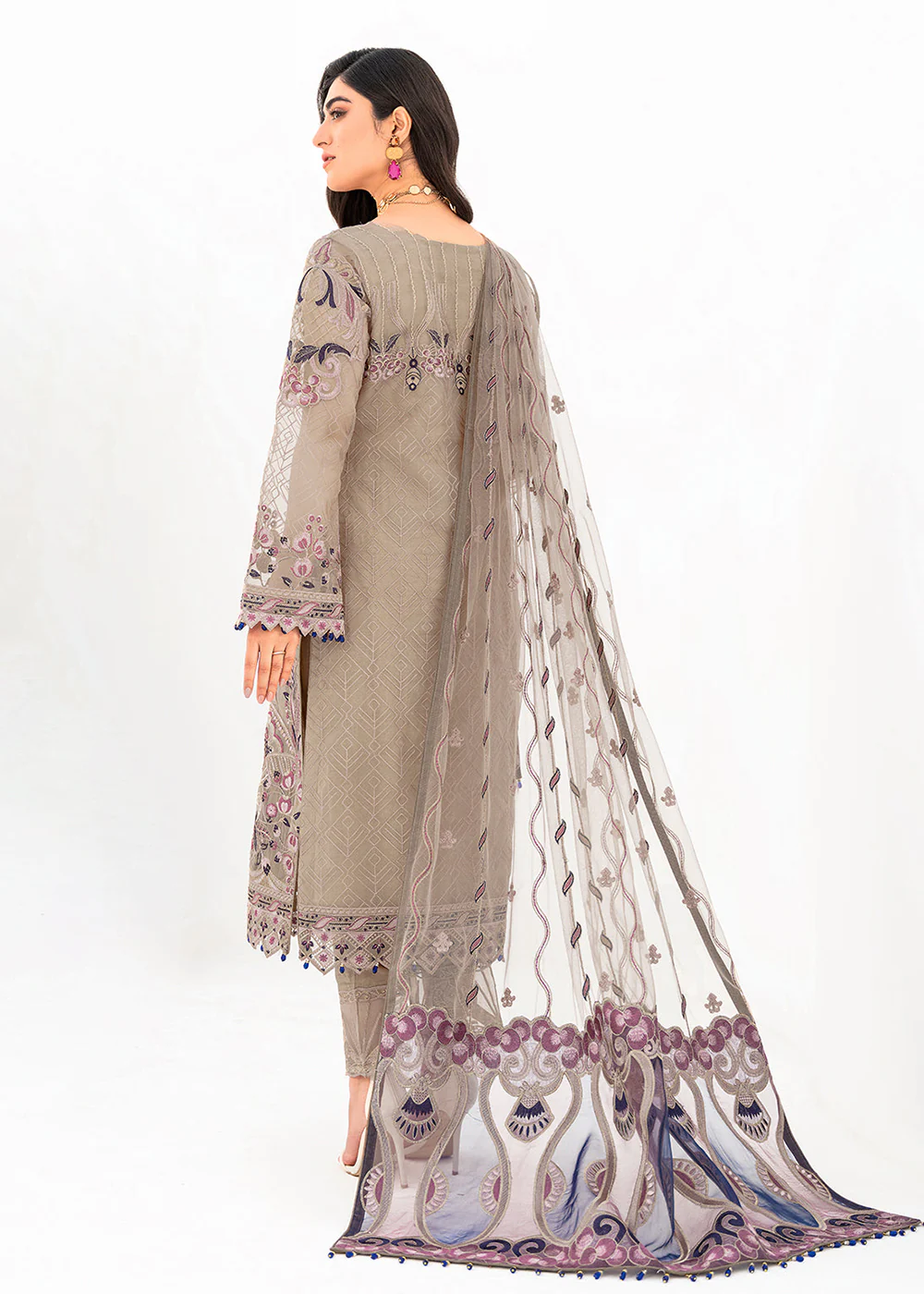 Beige Organza Suit - Ramsha Minhal Collection Vol 8 - #M-809 - Image 4
