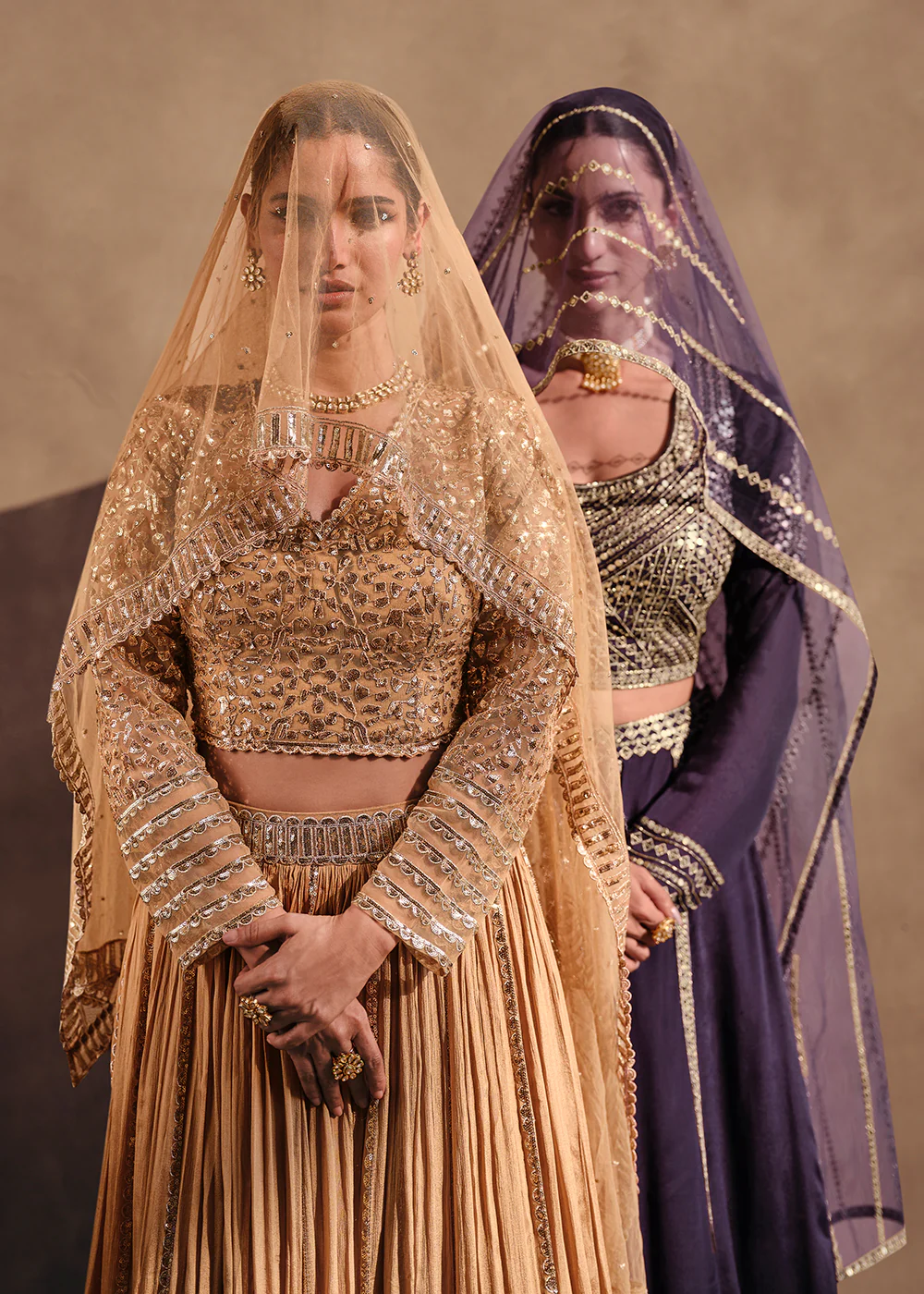 Beige Party Wear Chinnon Silk Designer Lehenga Choli - Image 4