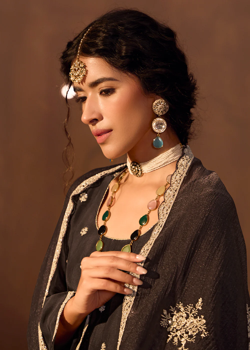 Black Bamberg Silk Embroidered Eid Style Salwar Suit - Image 5