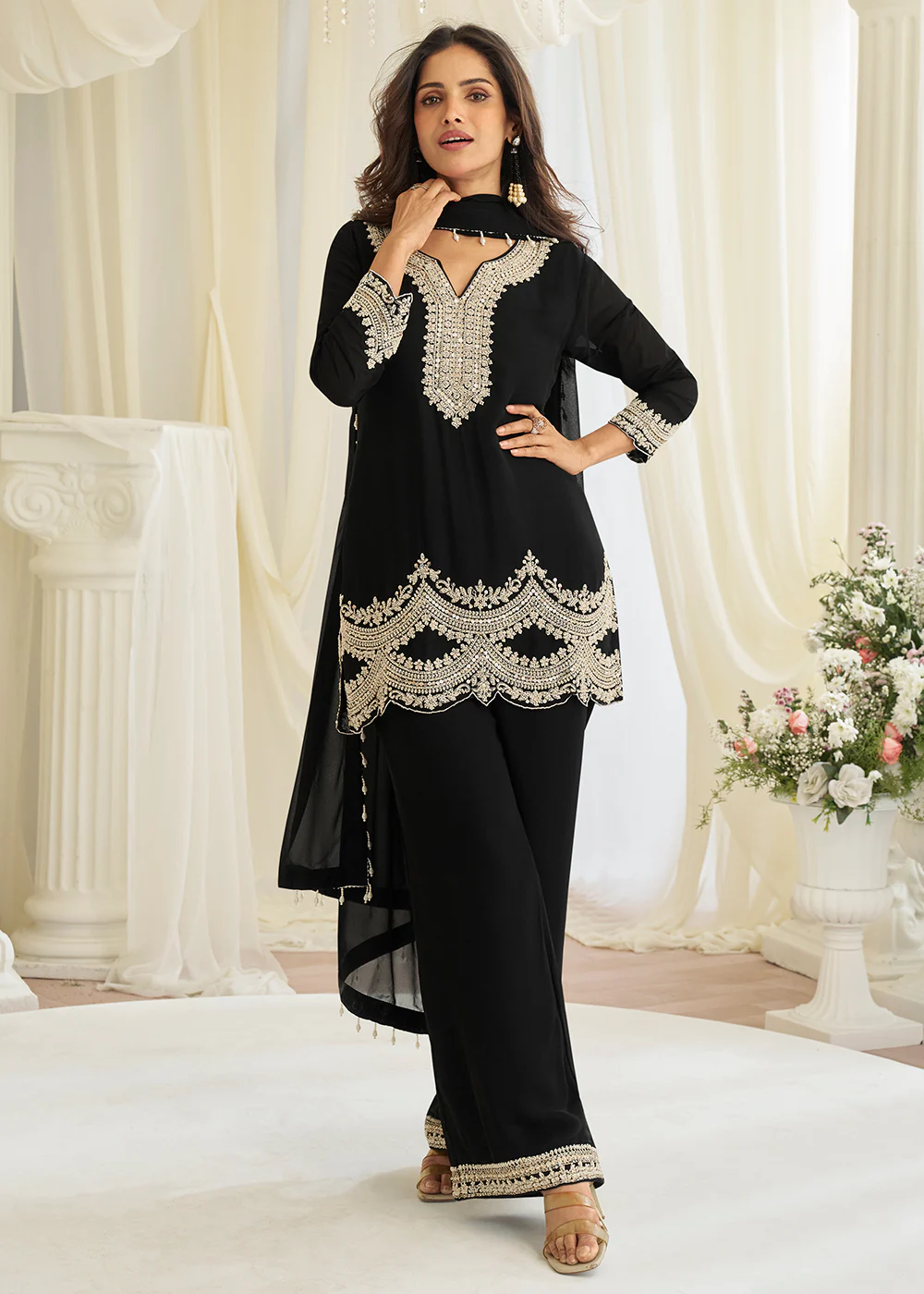 Black Eid Style & Festive Wear Pant Style Salwar Suit