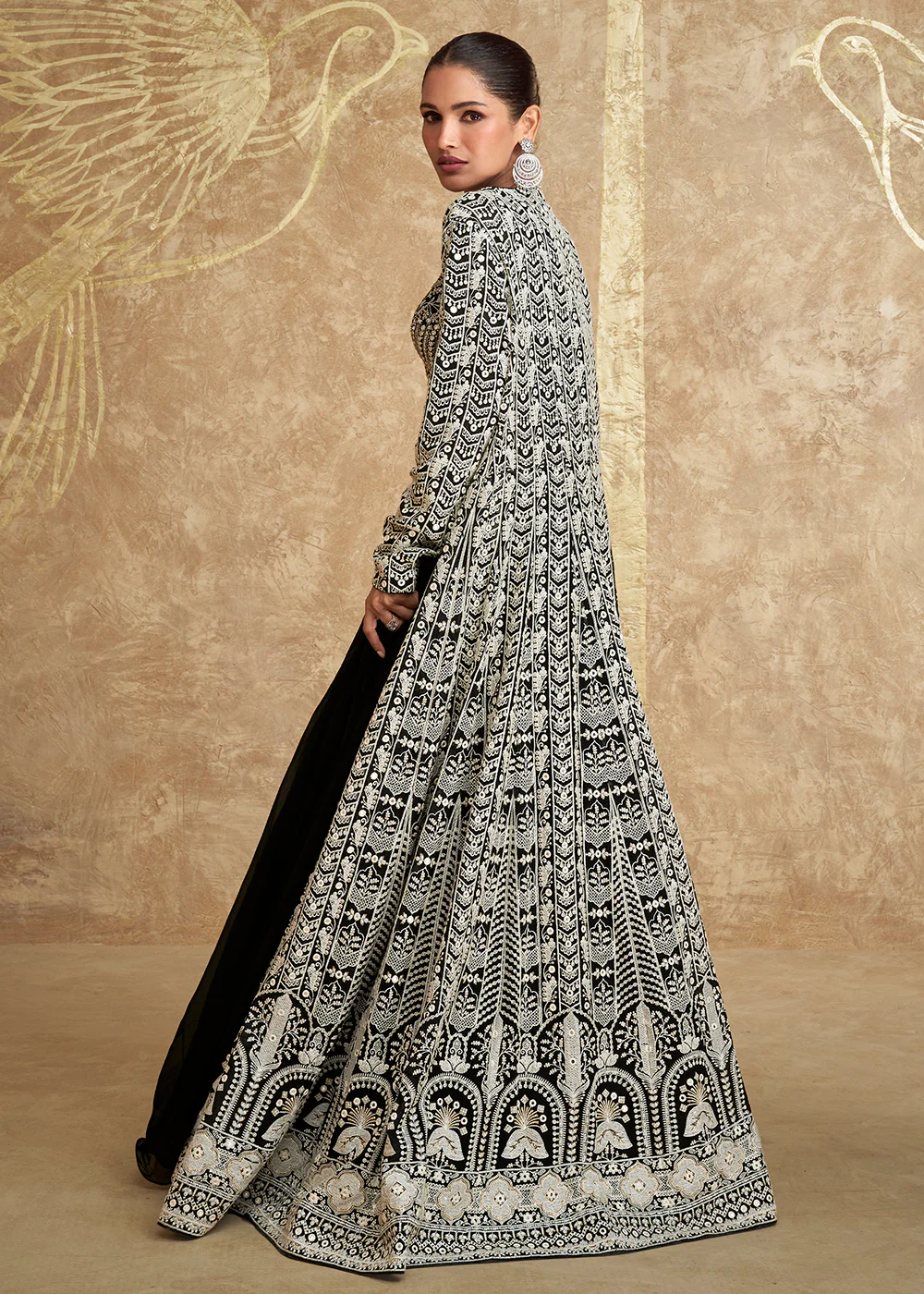 Black Georgette Embroidered Jacket Style Lehenga Choli - Image 3