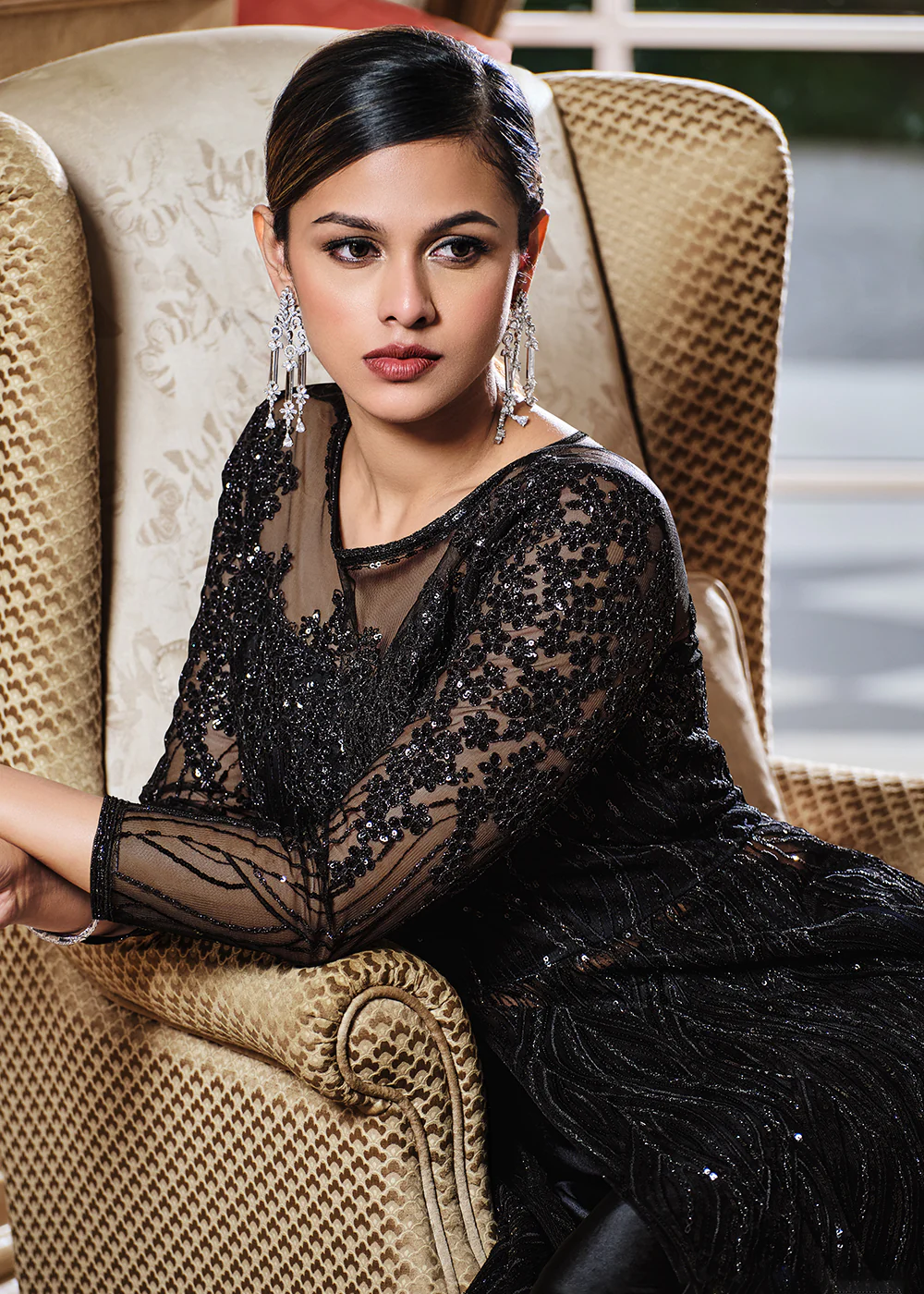 Black Lehenga/Pant Style Embroidered Designer Anarkali Suit - Image 2