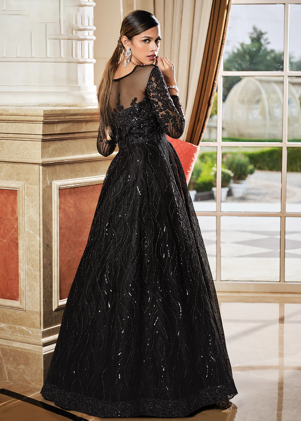 Black Lehenga/Pant Style Embroidered Designer Anarkali Suit - Image 4