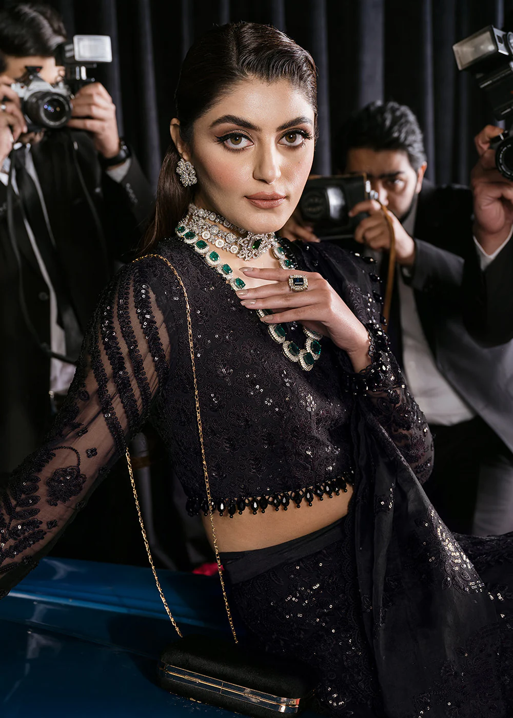 Black Lehenga Suit - Afrozeh Luxury Starlet Collection '23 - Black Swan - Image 2
