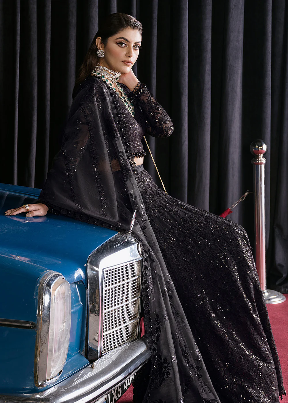 Black Lehenga Suit - Afrozeh Luxury Starlet Collection '23 - Black Swan - Image 3
