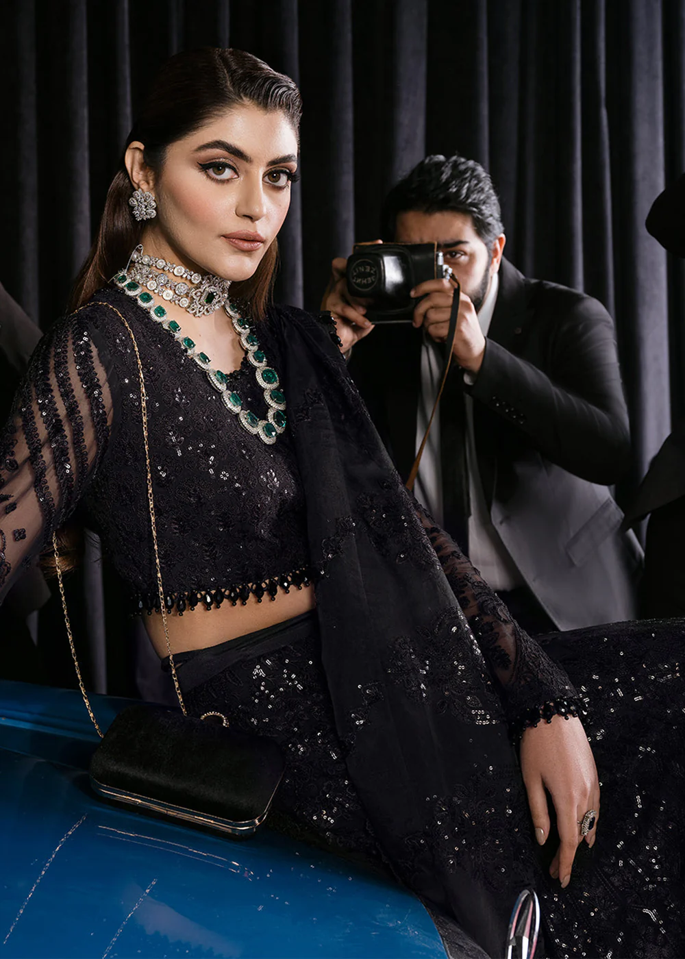 Black Lehenga Suit - Afrozeh Luxury Starlet Collection '23 - Black Swan - Image 4