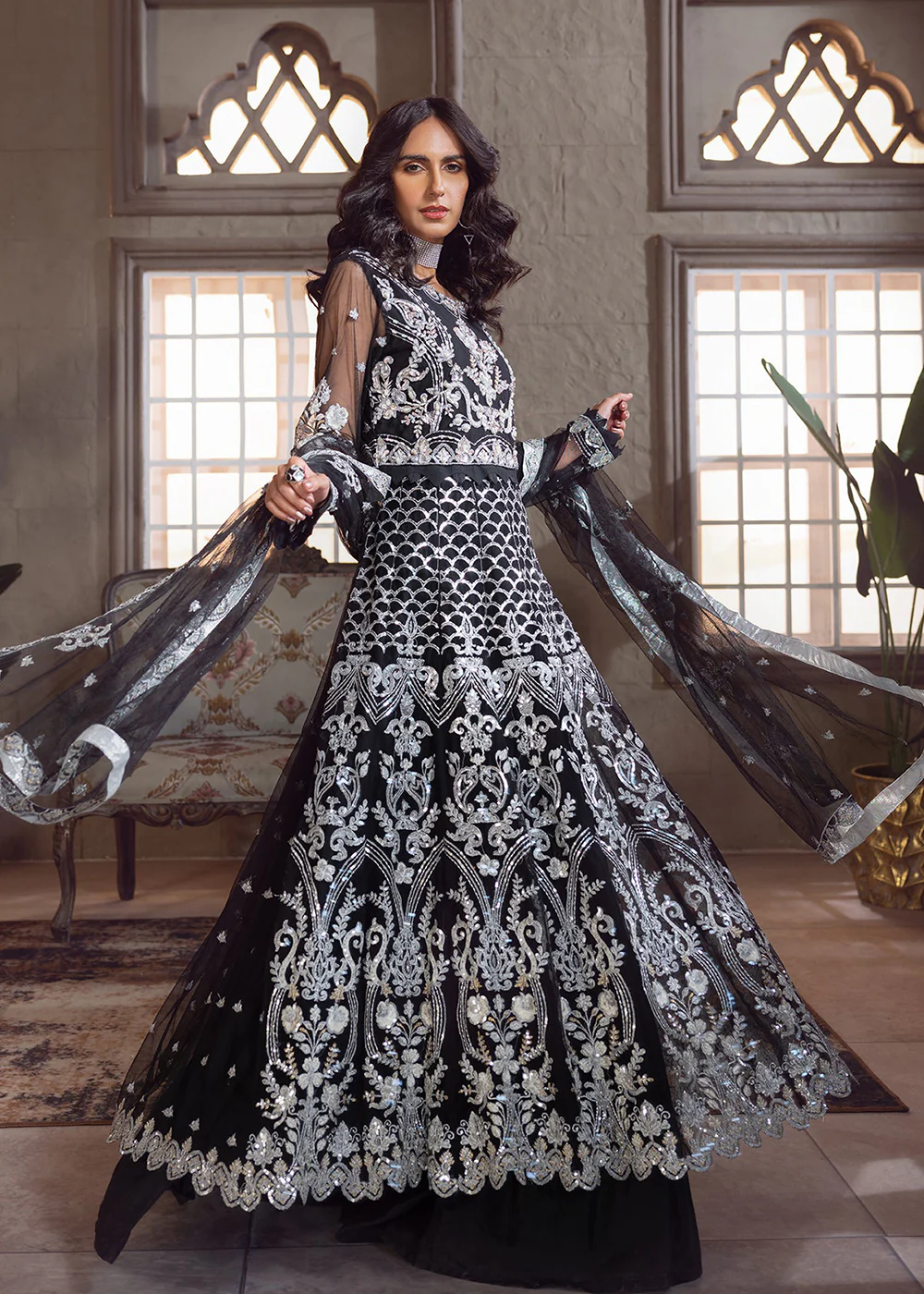 Black Pakistani Lehenga Suit | Emaan Adeel | Le Festa Formal Edit 7 | LF-705 - Image 4