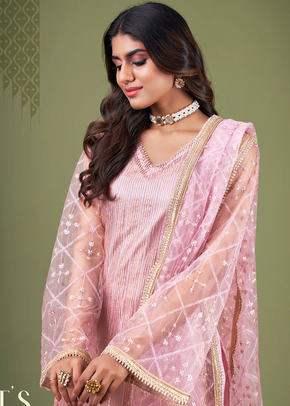 Blazing Onion Pink Tone to Tone Embroidered Salwar Kameez - Image 2
