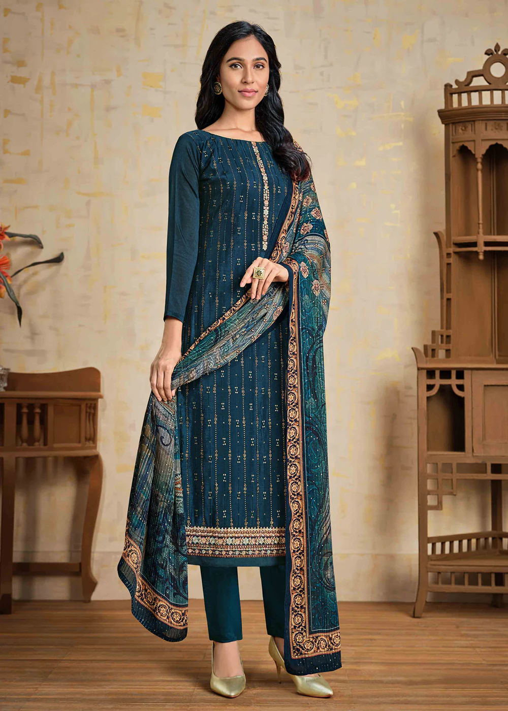 Blue Chinnon Pant Style Wedding Ceremony Suit