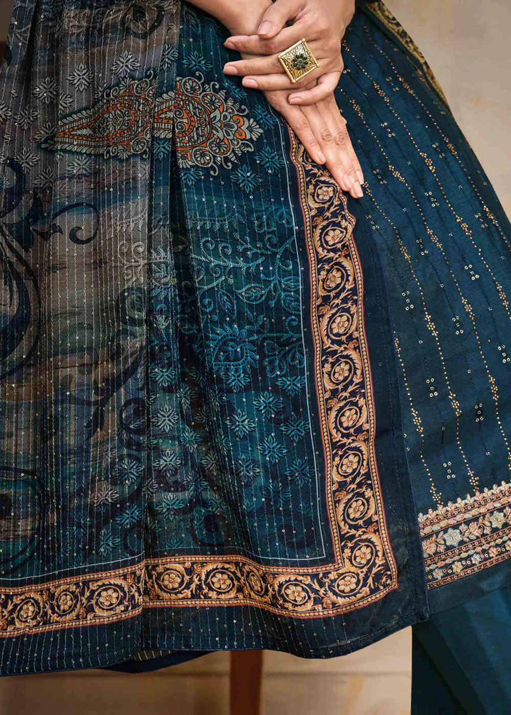 Blue Chinnon Pant Style Wedding Ceremony Suit - Image 4