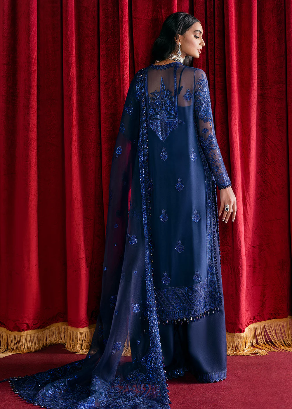Blue Embroidered Suit - Afrozeh Luxury Starlet Collection '23 - Sapphire Elegance - Image 3