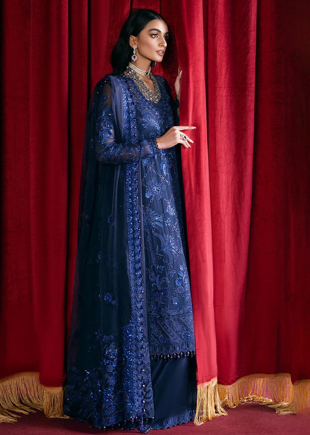 Blue Embroidered Suit - Afrozeh Luxury Starlet Collection '23 - Sapphire Elegance - Image 4
