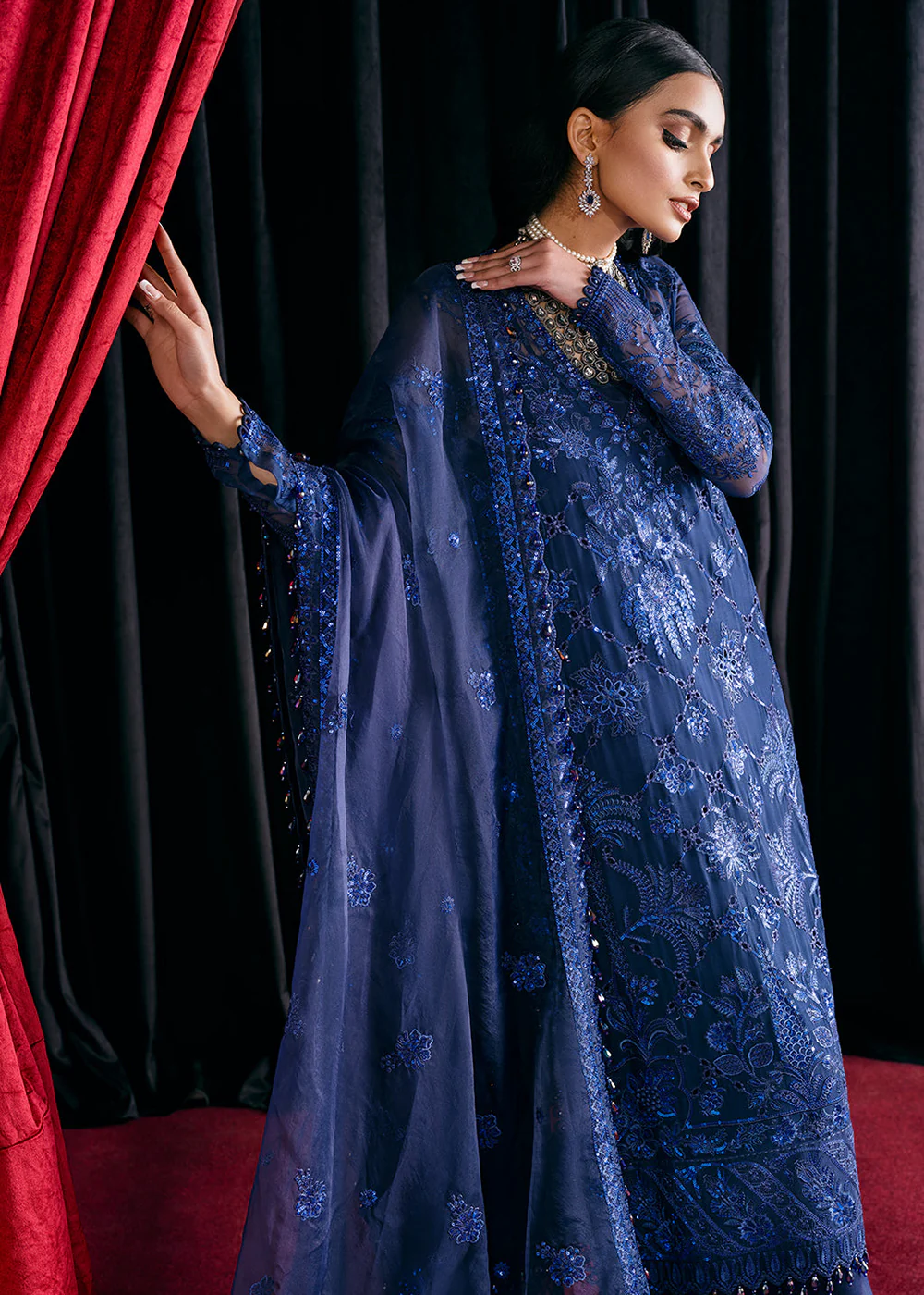 Blue Embroidered Suit - Afrozeh Luxury Starlet Collection '23 - Sapphire Elegance - Image 5