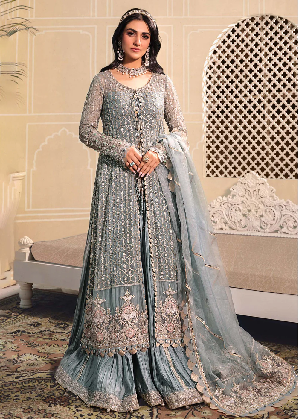 Blue Embroidered Suit - Maria B - Mbroidered Heritage Edition - BD-2602 - Image 3