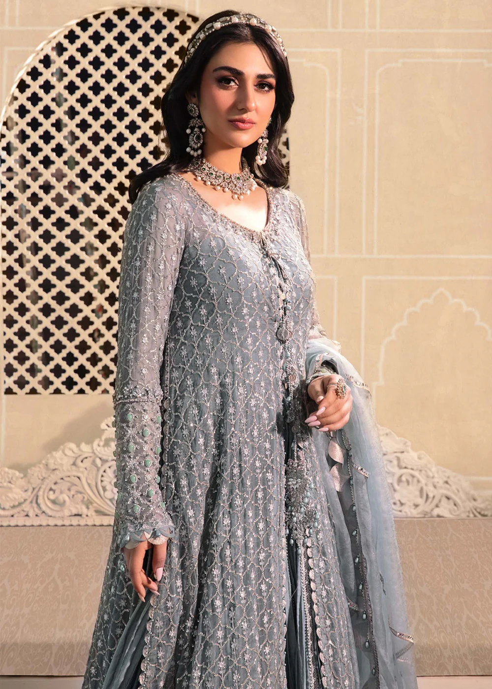 Blue Embroidered Suit - Maria B - Mbroidered Heritage Edition - BD-2602 - Image 4