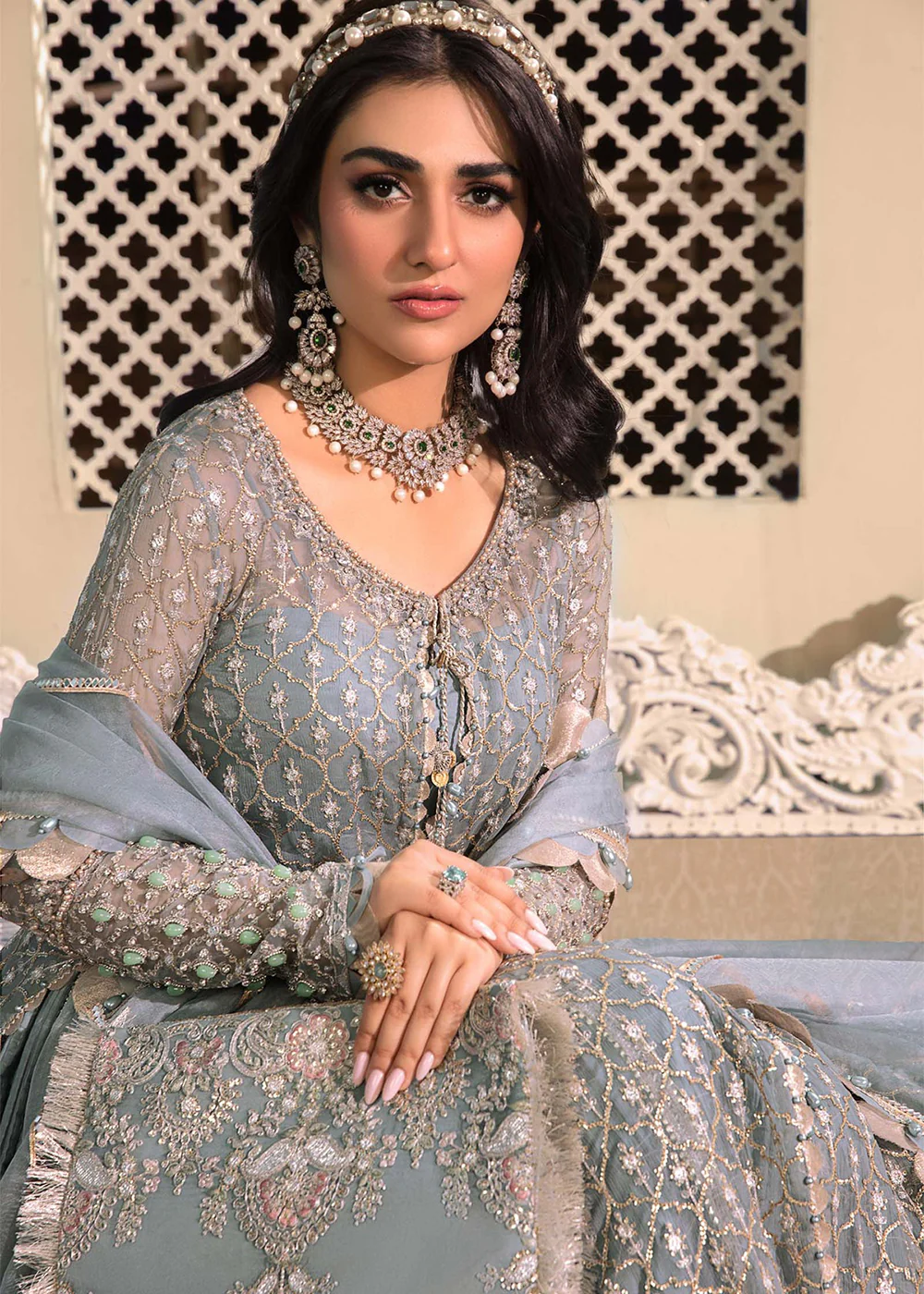 Blue Embroidered Suit - Maria B - Mbroidered Heritage Edition - BD-2602 - Image 5