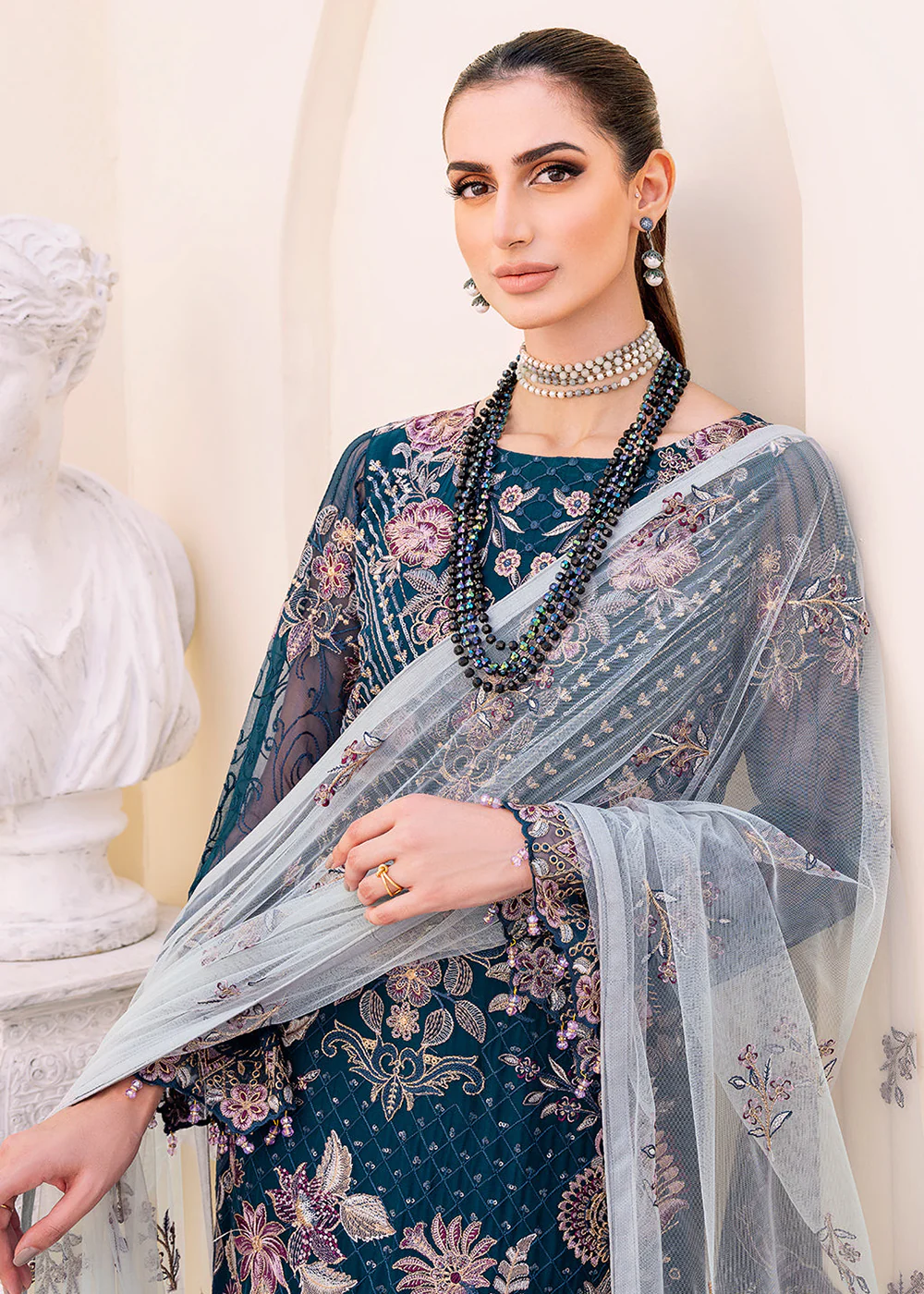 Blue Embroidered Suit - Ramsha Chiffon Vol 23 - #F-2305 - Image 2