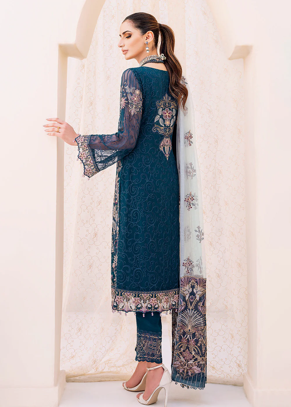 Blue Embroidered Suit - Ramsha Chiffon Vol 23 - #F-2305 - Image 3