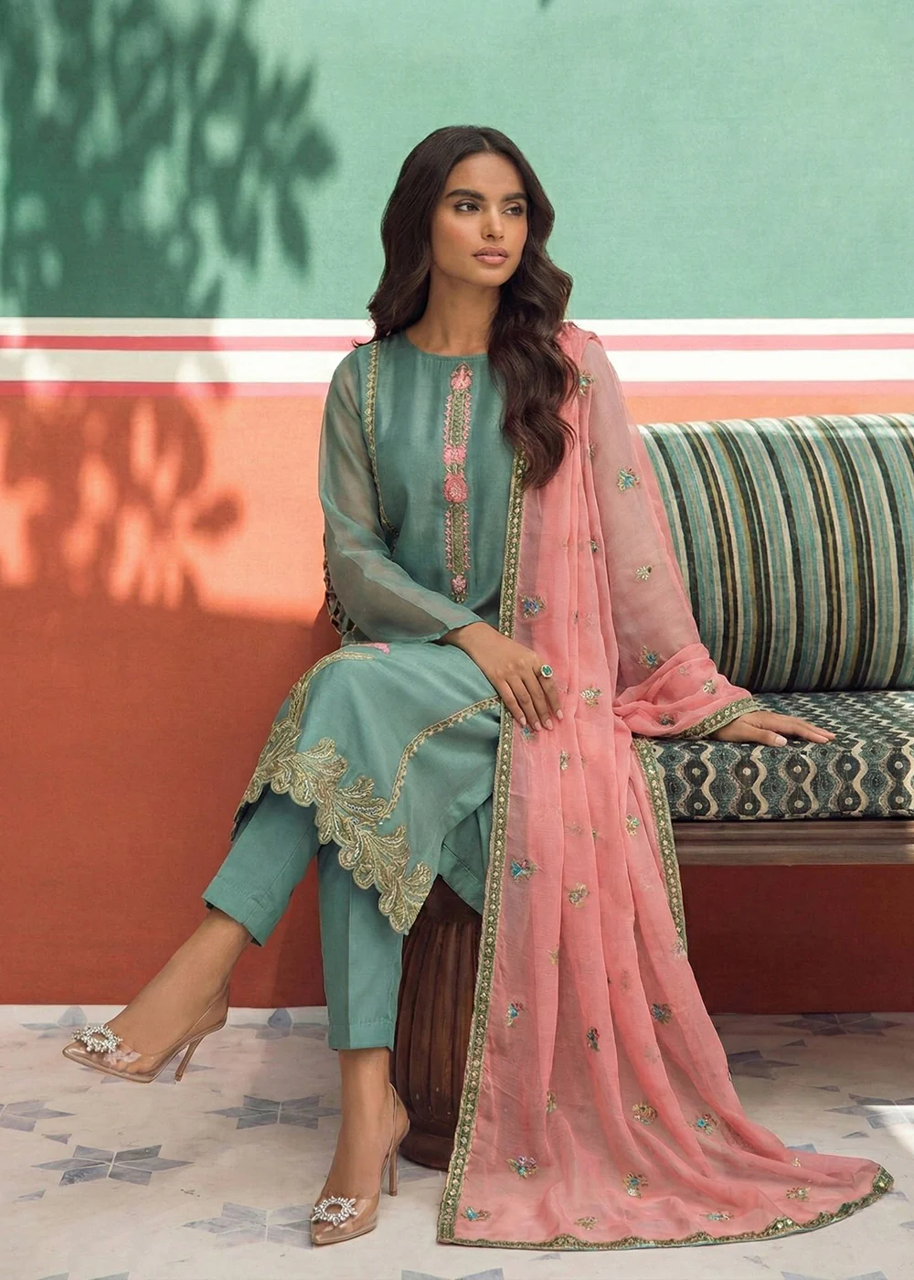 Blue Fancy Zari Fabric Pant Style Salwar Suit - Image 3
