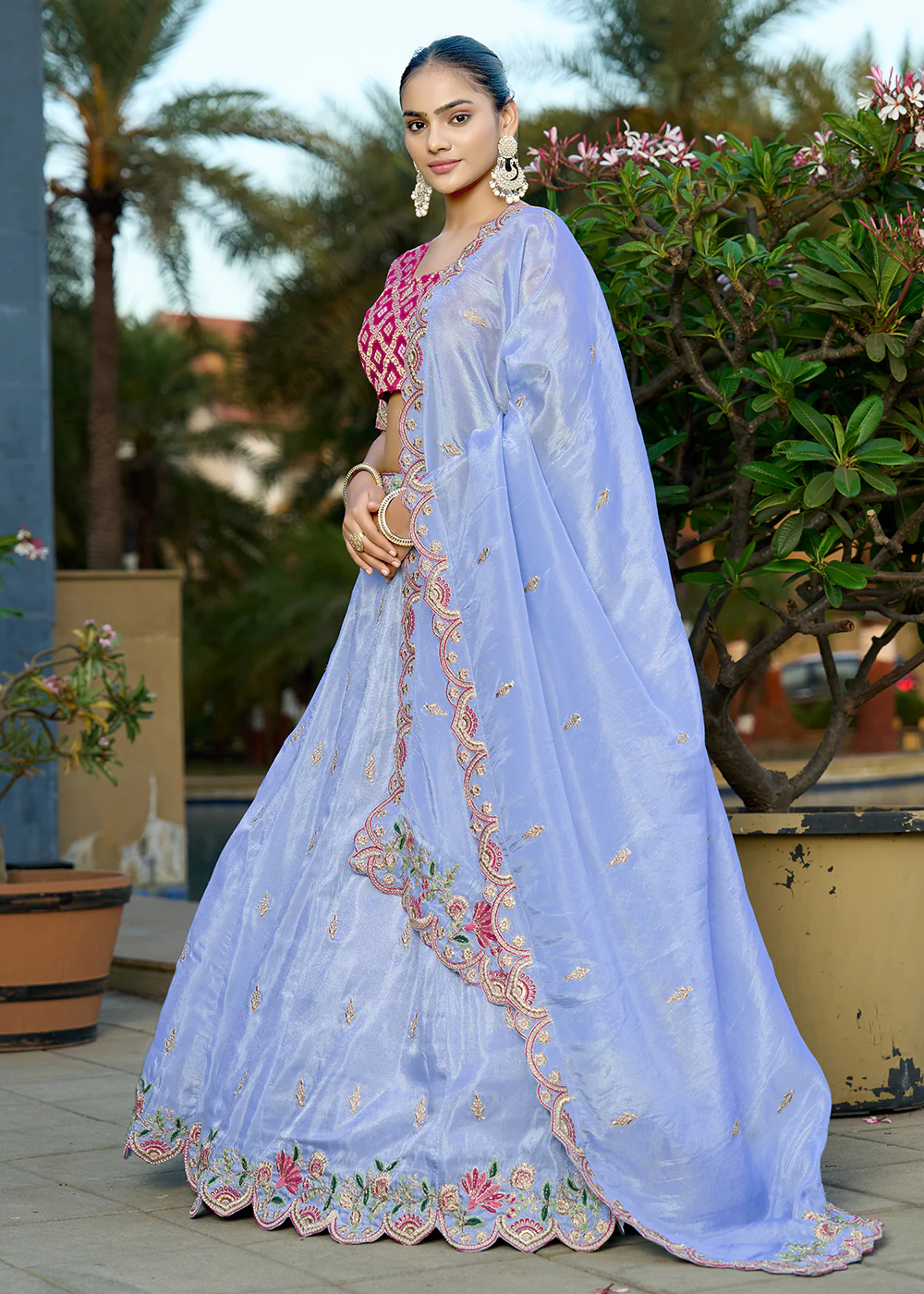 Blue Heavy Embroidered Wedding Bridal Lehenga Choli - Image 5