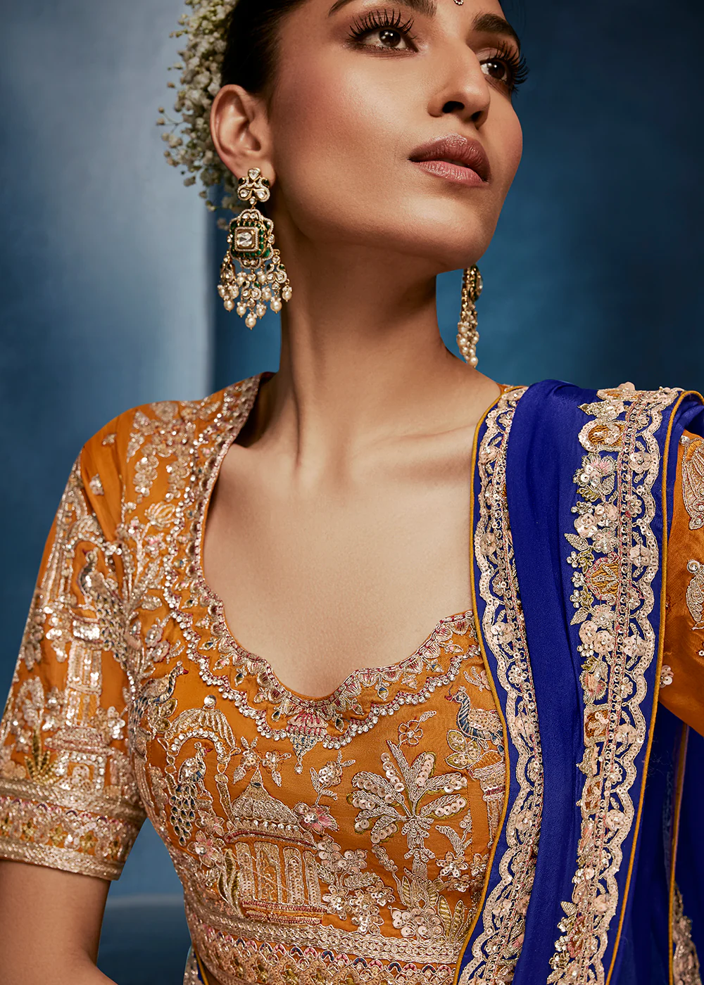 Blue High-Grade Pure Fancy Fabric Designer Saree - Image 2