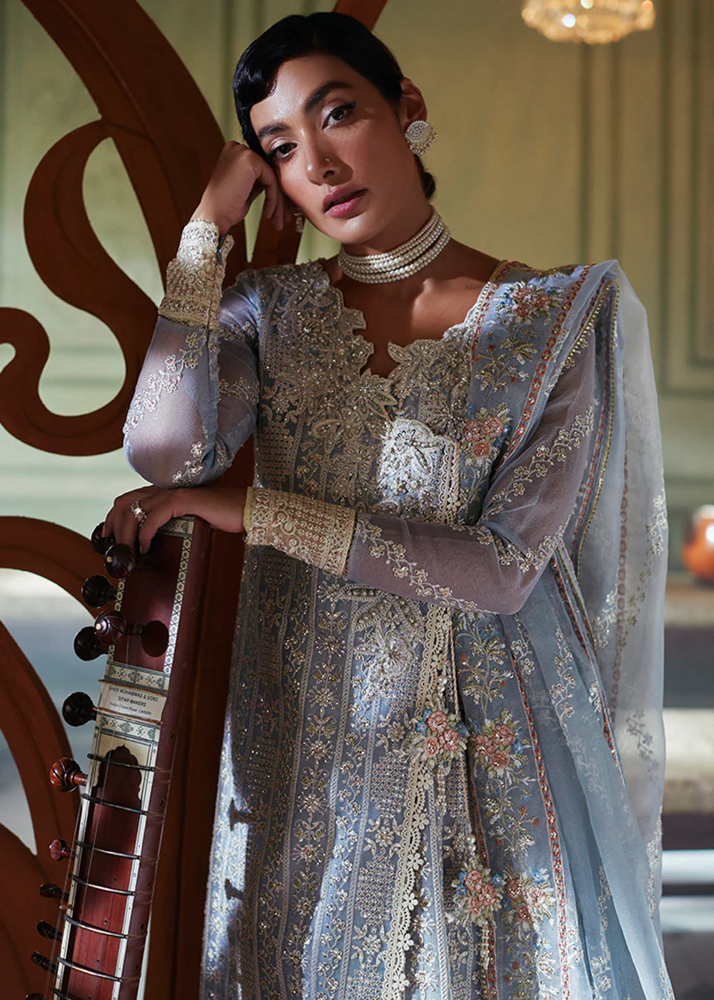 Blue Organza Net Pakistani Suit | Mushq | Qala Kamdaani | Zahra - Image 2