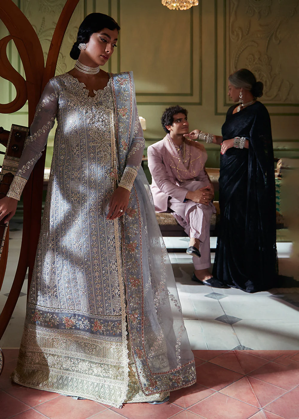 Blue Organza Net Pakistani Suit | Mushq | Qala Kamdaani | Zahra - Image 4