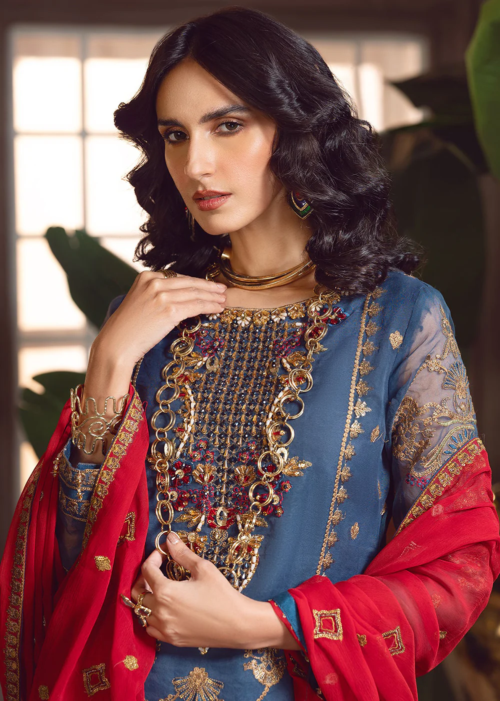 Blue Pakistani Organza Suit | Emaan Adeel | Le Festa Formal Edit 7 | LF-703 - Image 2