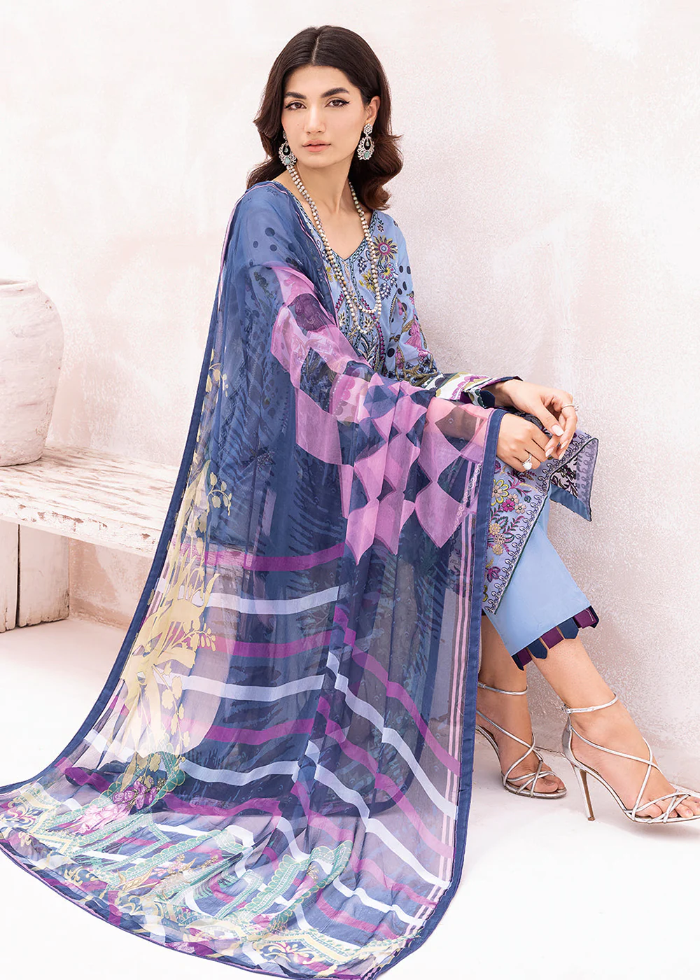 Blue Pakistani Salwar Suit - Ramsha Mashaal Collection Vol 7 - #L-711 - Image 3