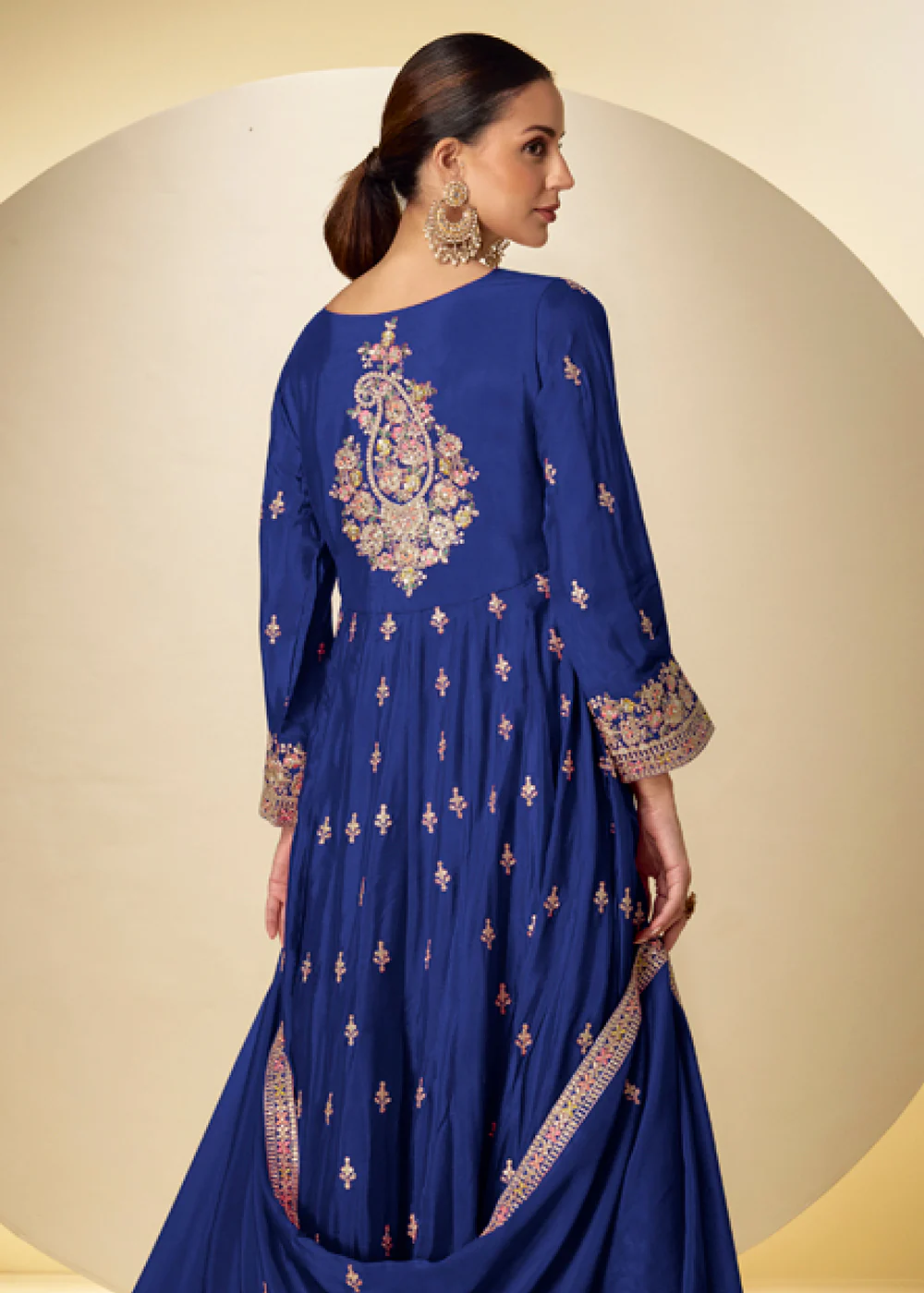 Blue Pant Style Festive Style Anarkali Suit - Image 3