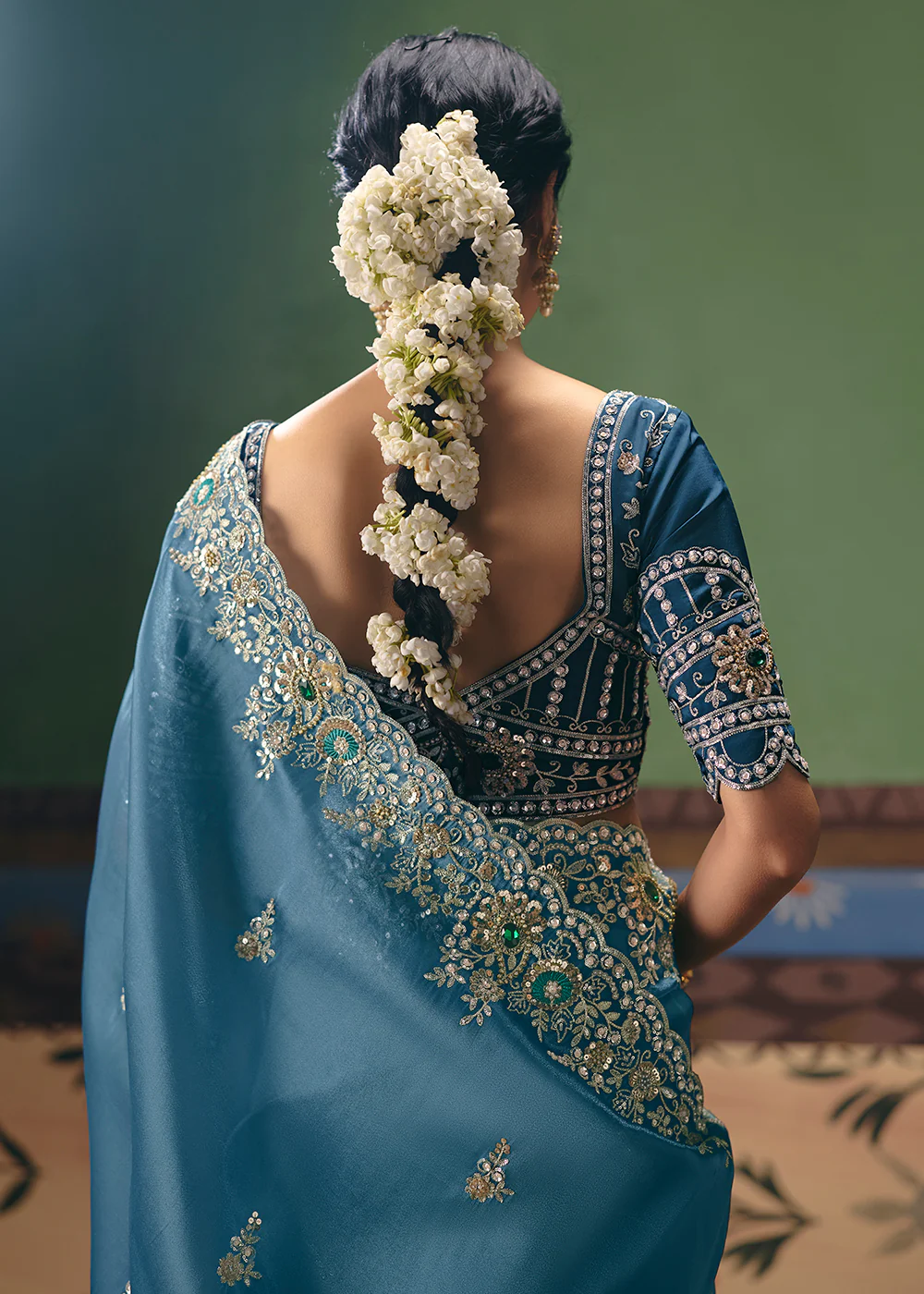 Blue Premium Fancy Fabric Designer Party Wear Saree - Image 3