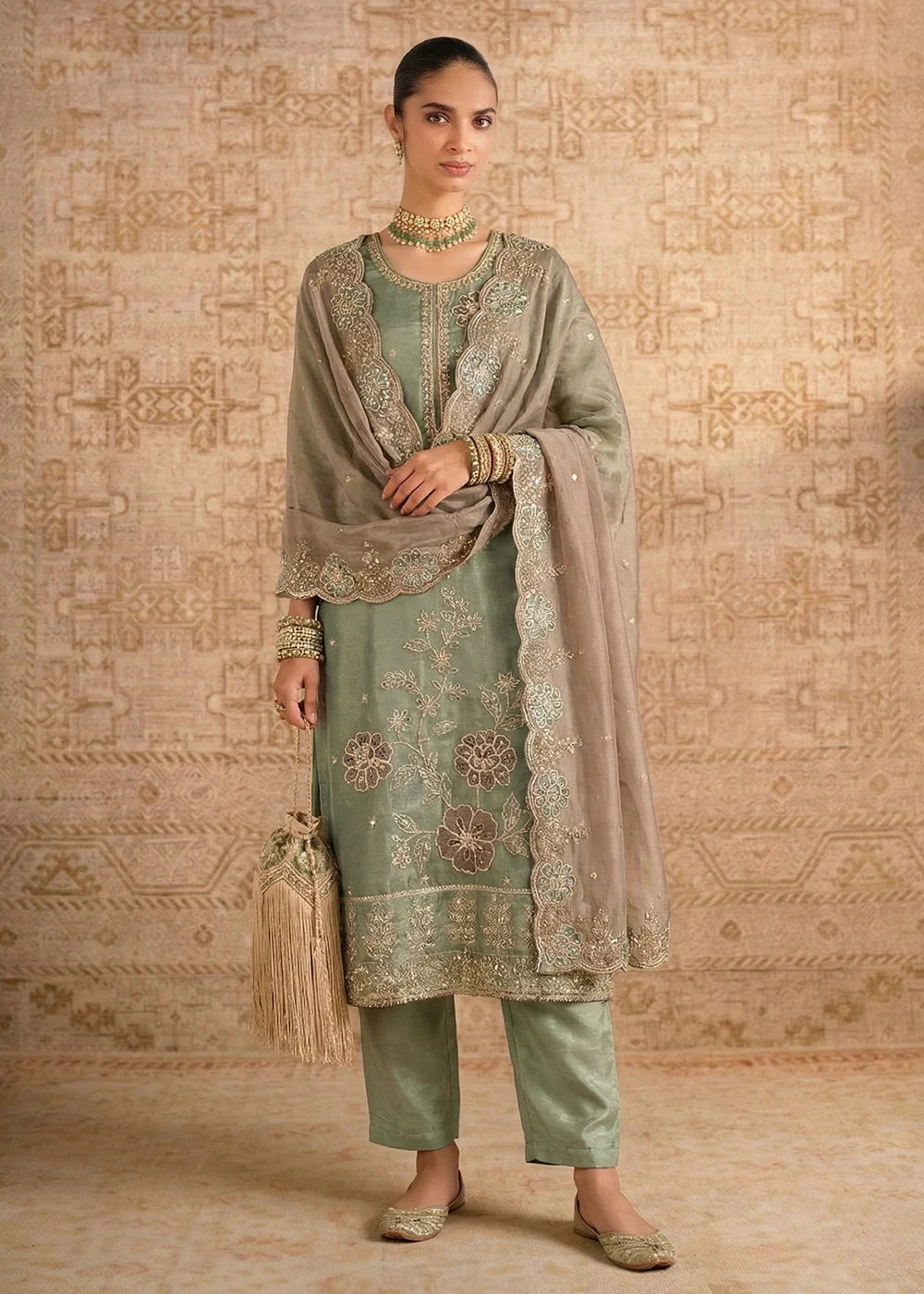 Blue Pure Shimmer Silk Designer Salwar Kurta Set