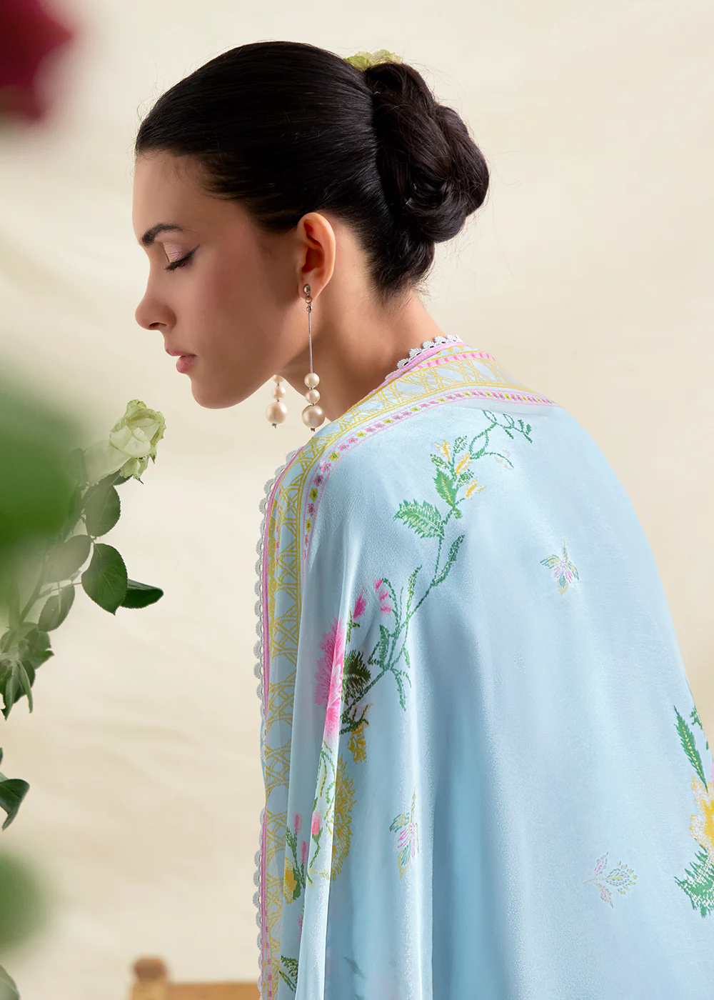 Blue Resham Embroidery & Digital Printed Salwar Suit - Image 4