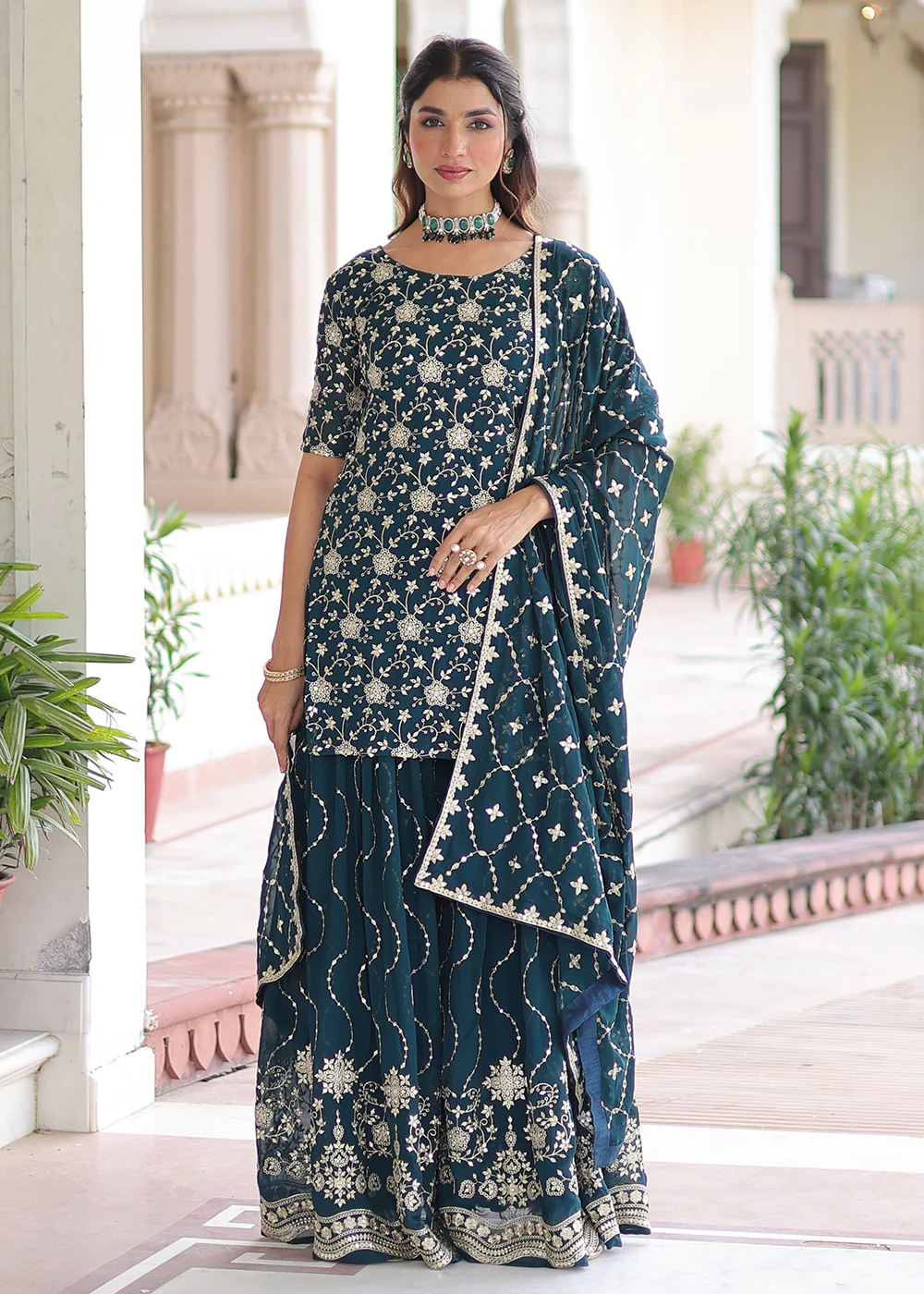 Blue Rich Sequins Embroidered Festive Salwar Suit