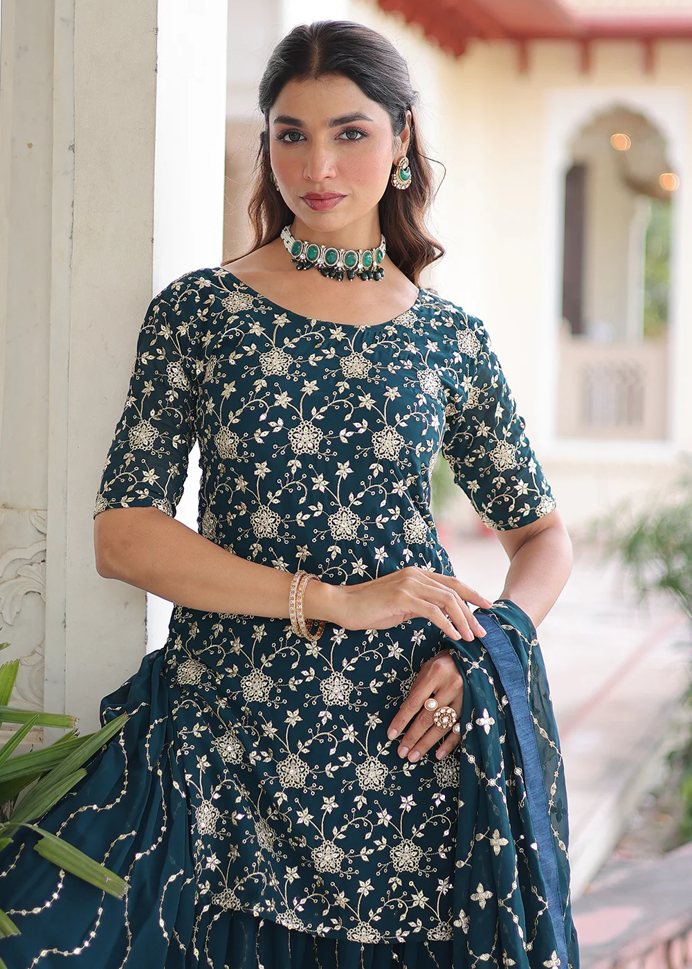 Blue Rich Sequins Embroidered Festive Salwar Suit - Image 2