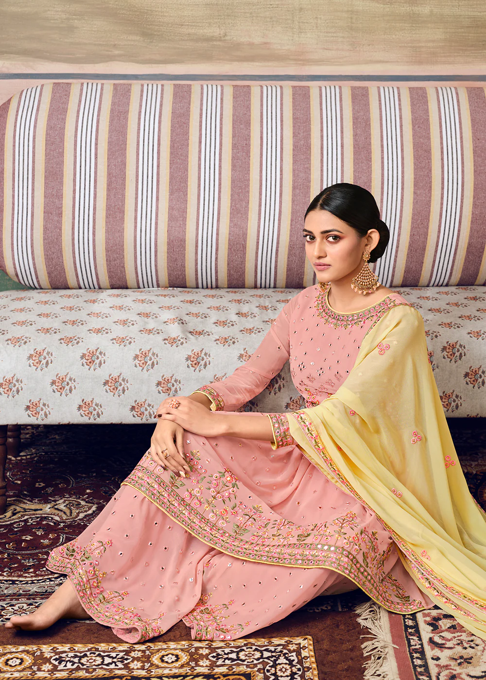 Blush Pink Designer Gharara Style Festive Sharara Suit - Image 3