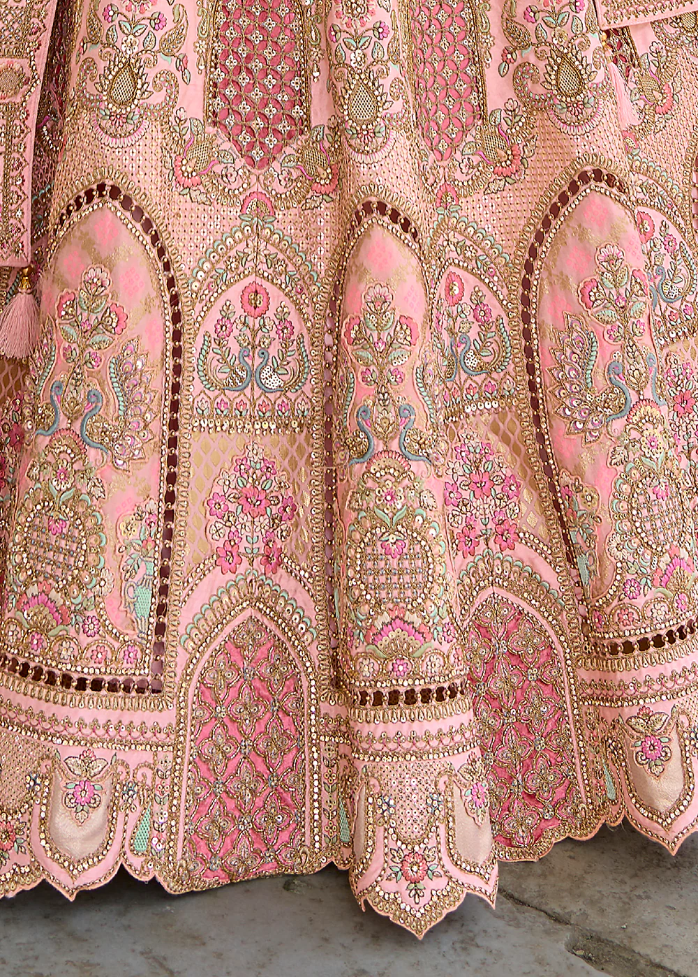 Blush Pink Silk Embroidered Bridal Wear Lehenga Choli - Image 6