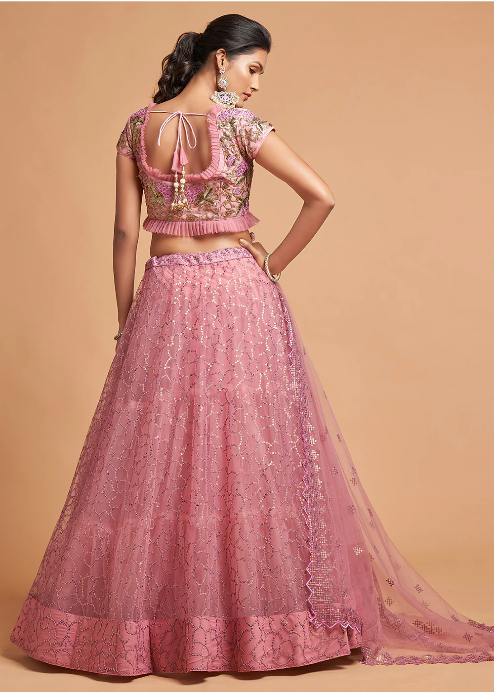 Blush Pink Stylish Embroidered A Line Lehenga Choli - Image 3