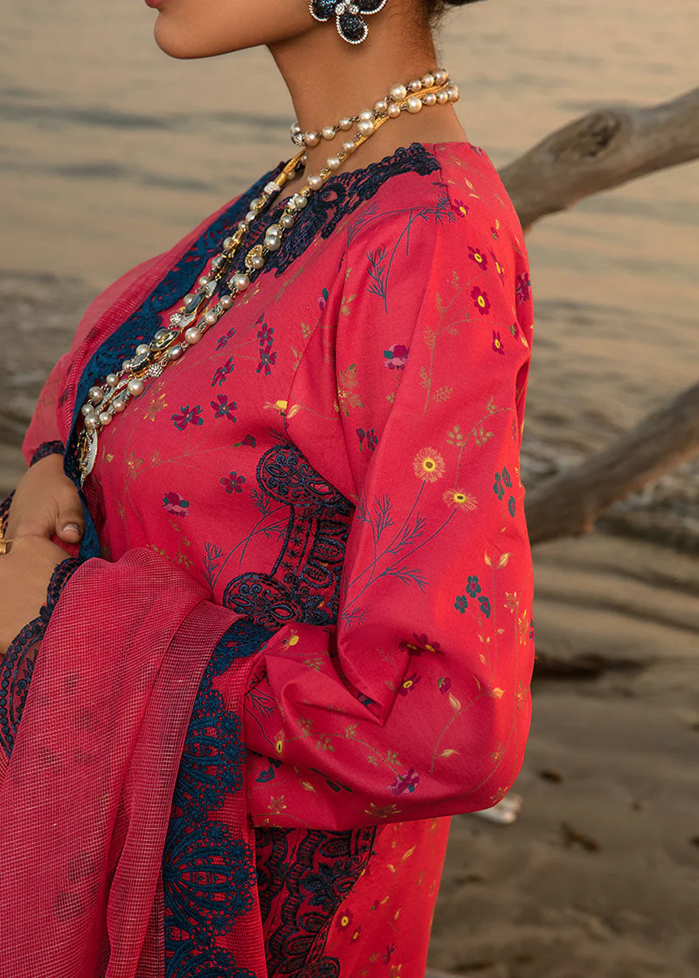 Blush Red Luxury Lawn Suit | Rang Rasiya | Florence Lawn '23 | BELLA - D11 - Image 5