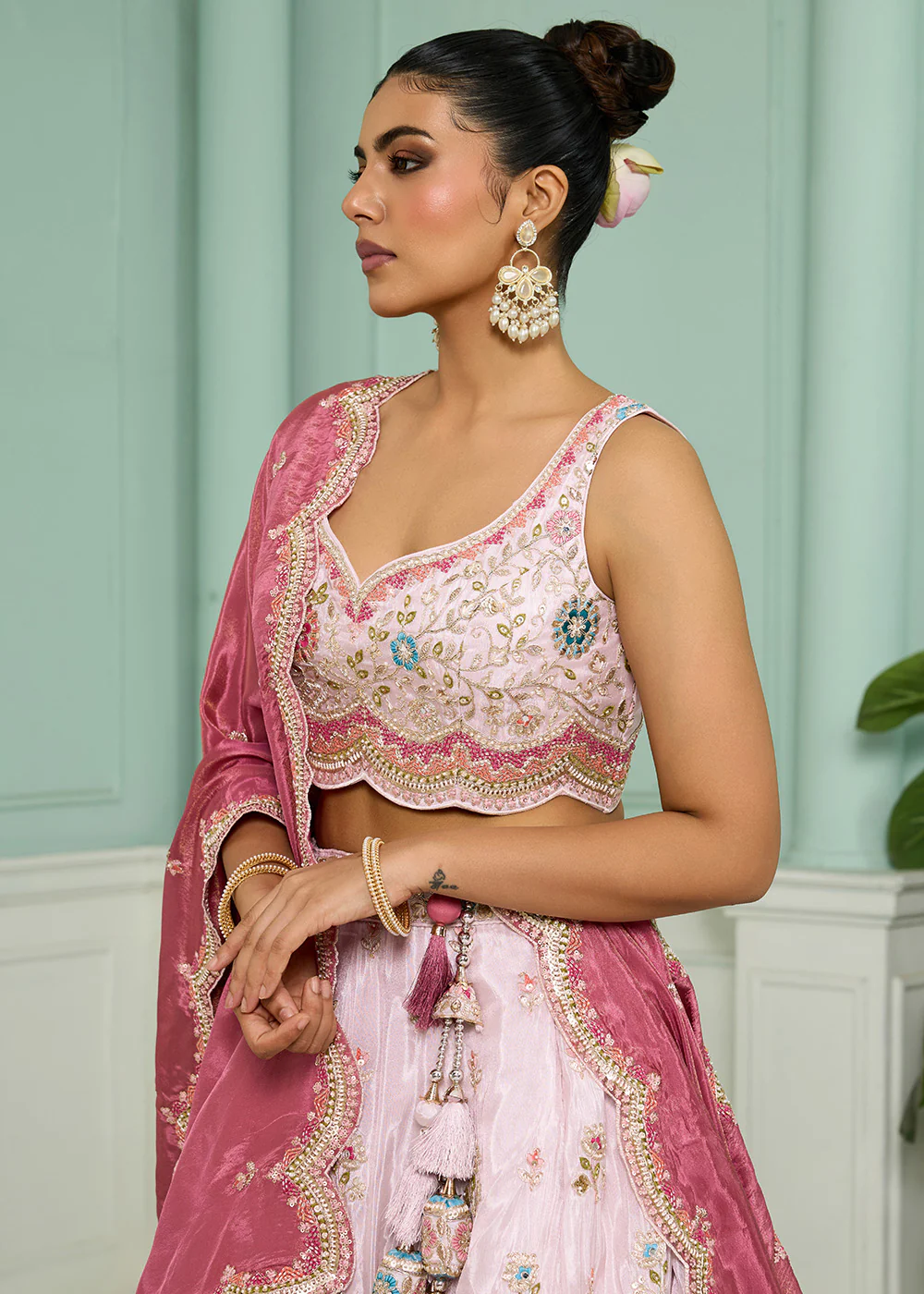 Breathtaking Pink Wedding Designer Lehenga Choli - Image 2