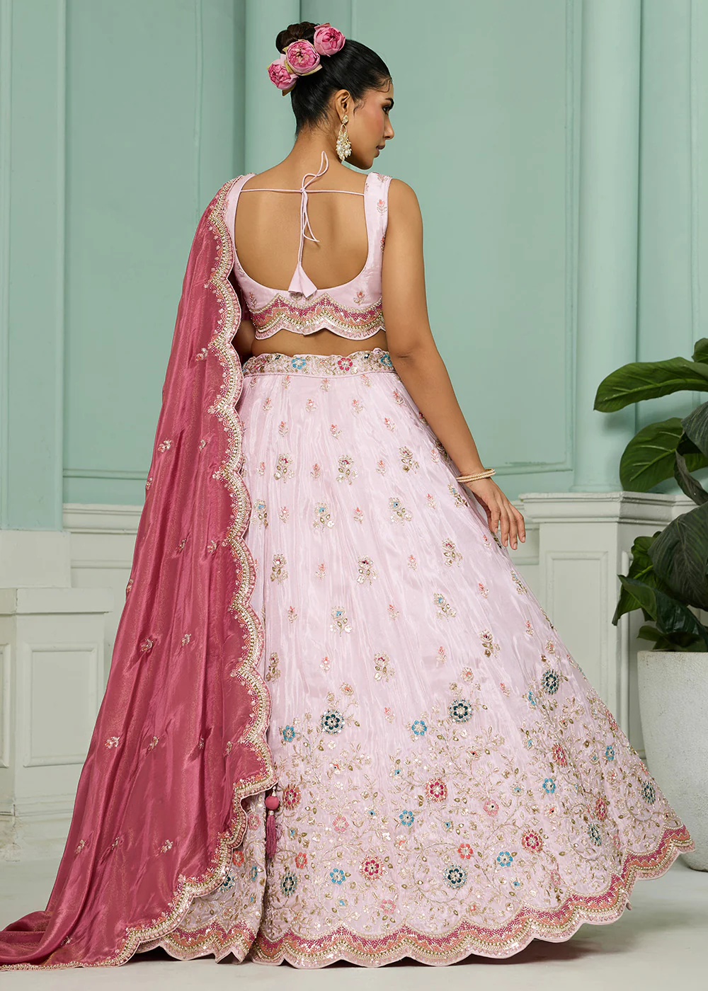 Breathtaking Pink Wedding Designer Lehenga Choli - Image 3