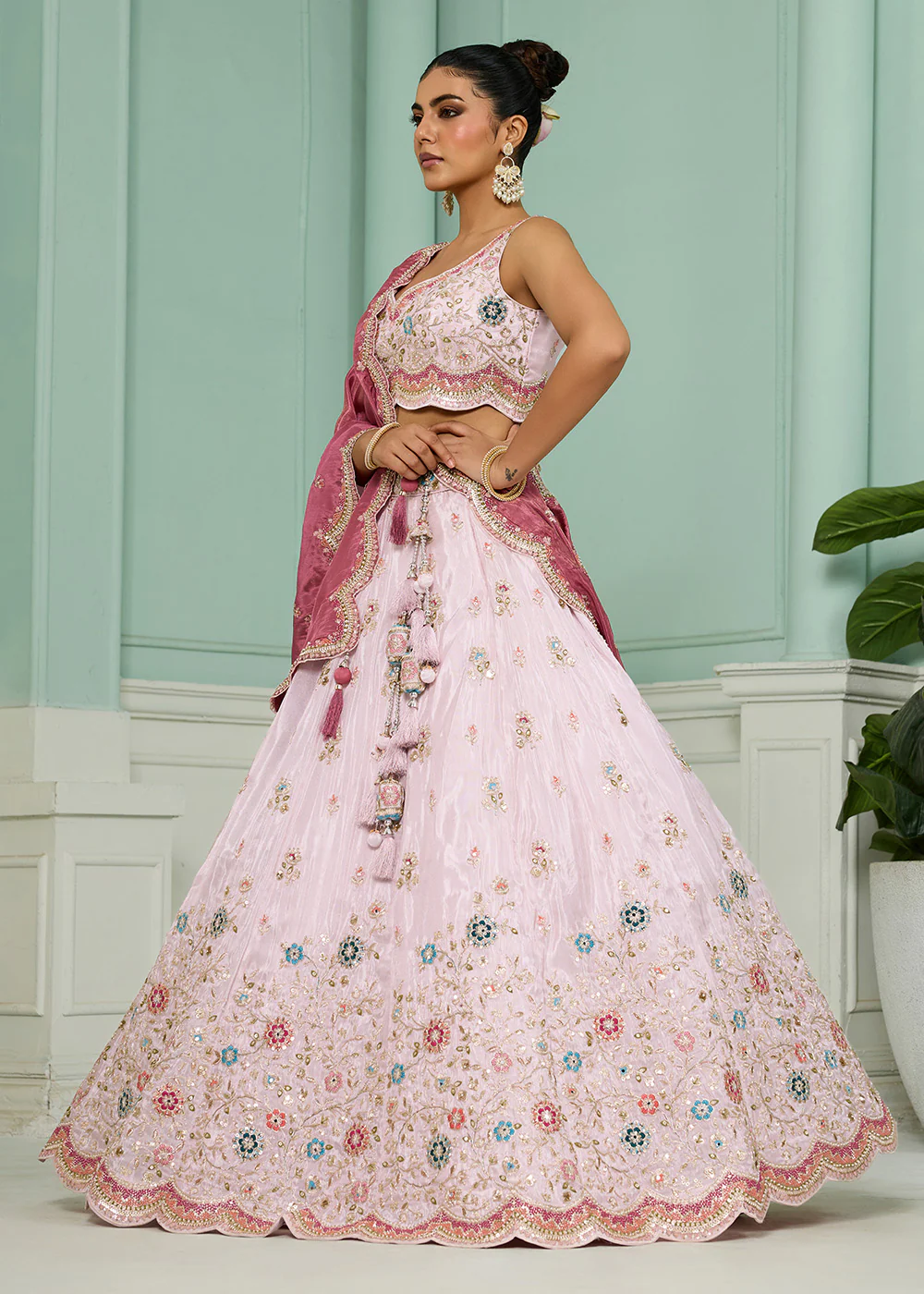 Breathtaking Pink Wedding Designer Lehenga Choli - Image 6