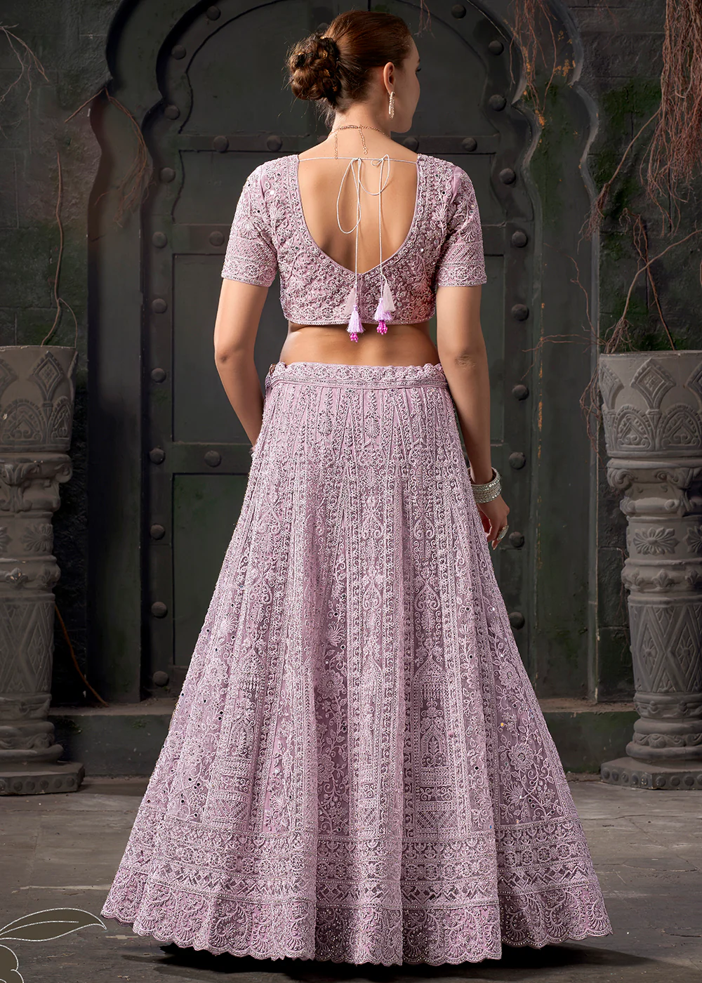 Bridal Style Lavender Embroidered Designer Lehenga Choli - Image 3