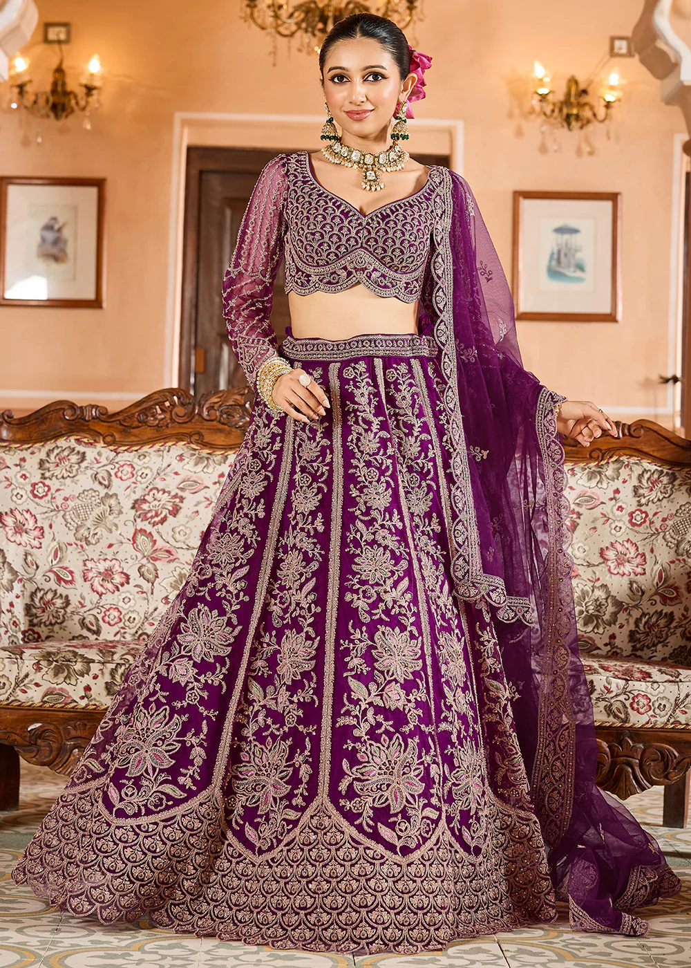 Burgundy Color with Heavy Embroidery Lehenga Choli