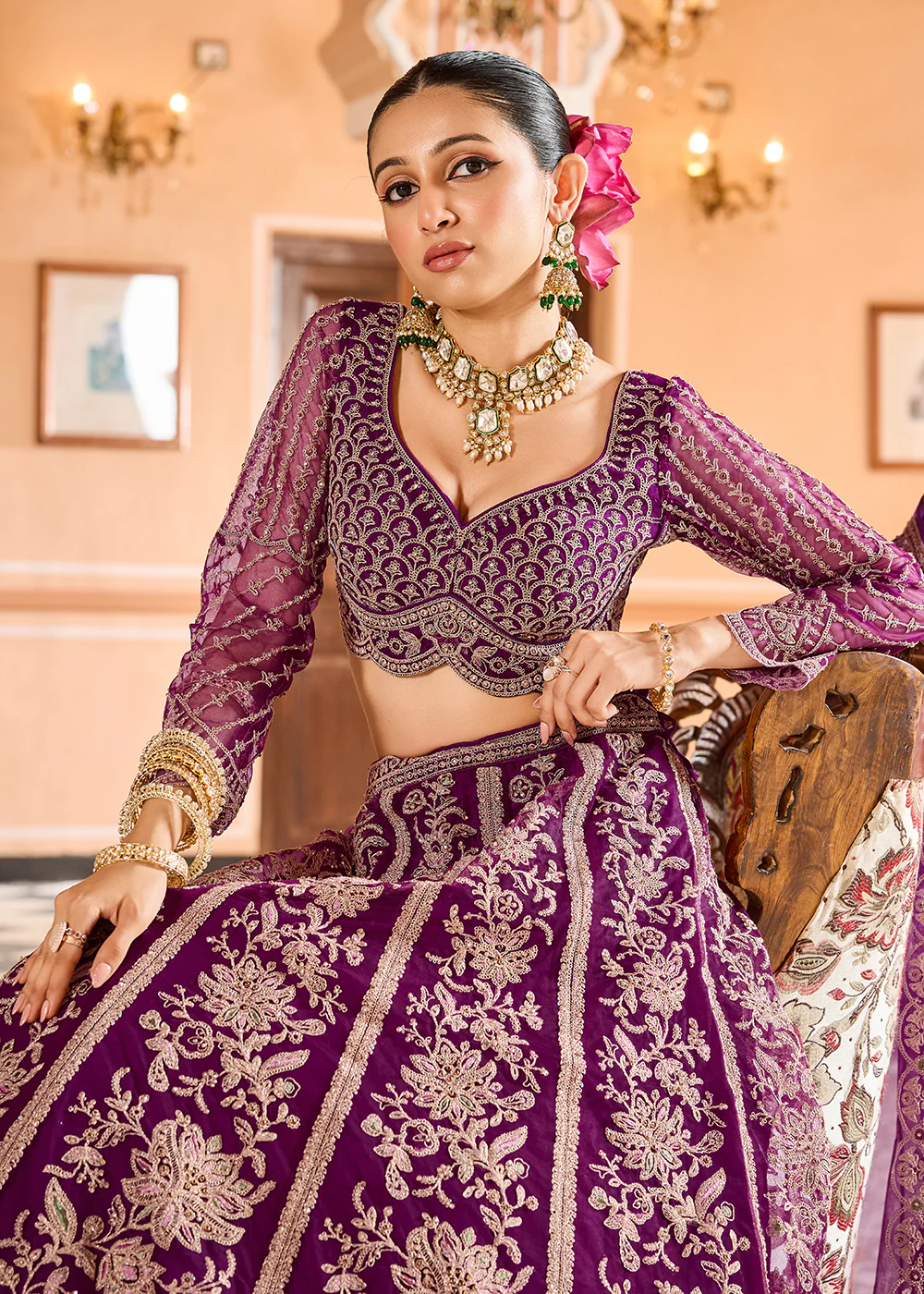 Burgundy Color with Heavy Embroidery Lehenga Choli - Image 6
