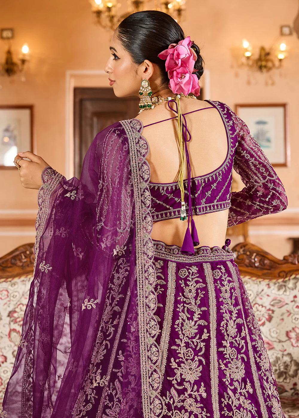 Burgundy Color with Heavy Embroidery Lehenga Choli - Image 8