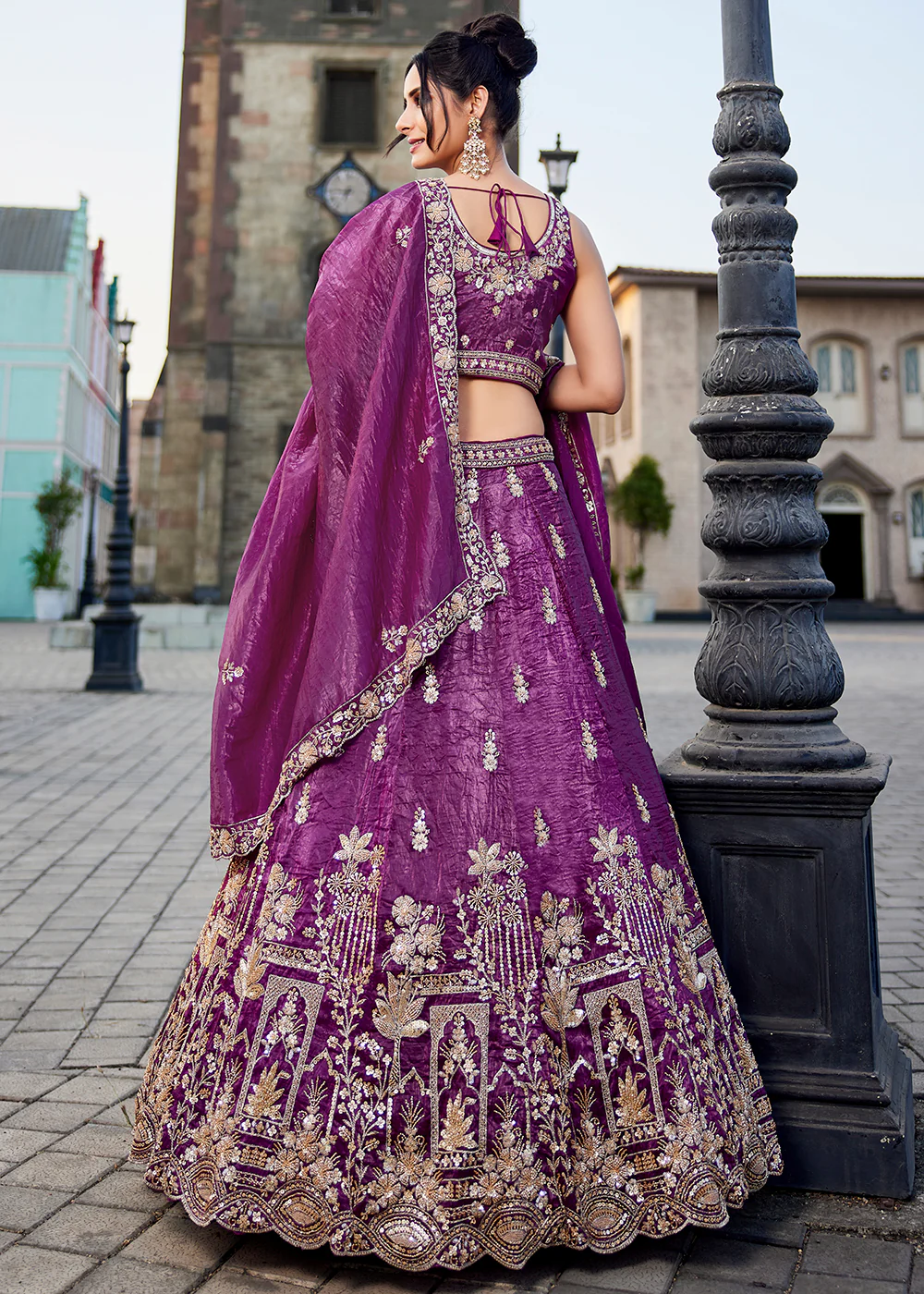 Burgundy Handwork Embroidered Designer Wedding Lehenga Choli - Image 3
