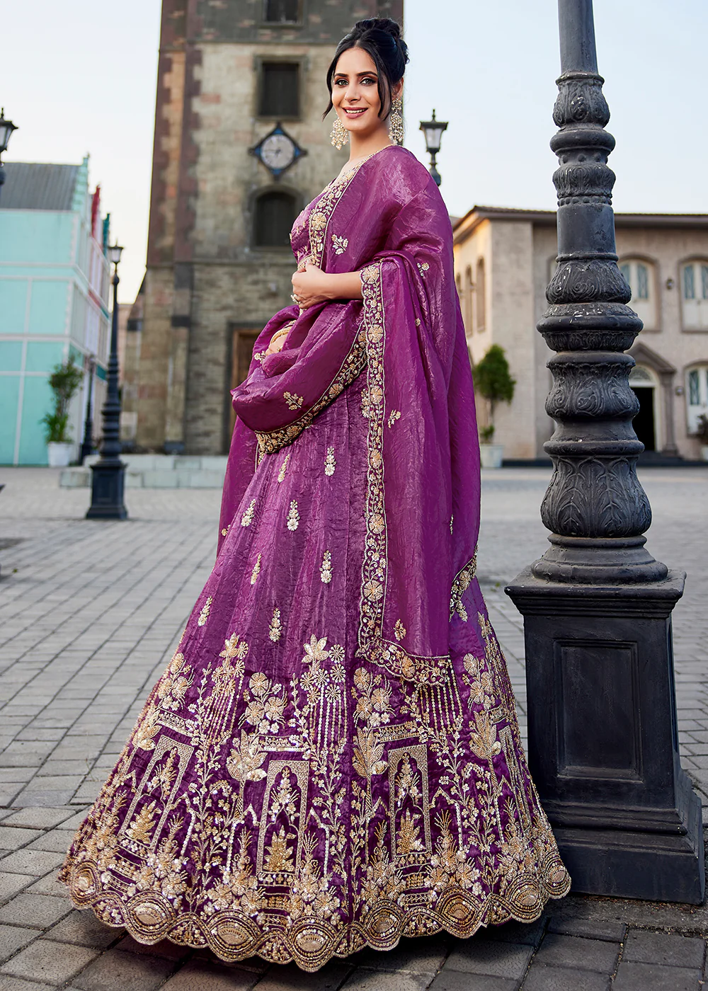 Burgundy Handwork Embroidered Designer Wedding Lehenga Choli - Image 5