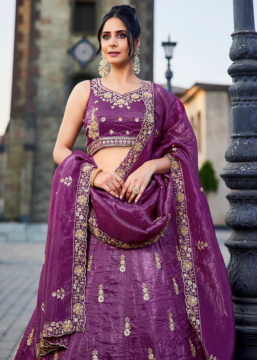 Burgundy Handwork Embroidered Designer Wedding Lehenga Choli - Image 6